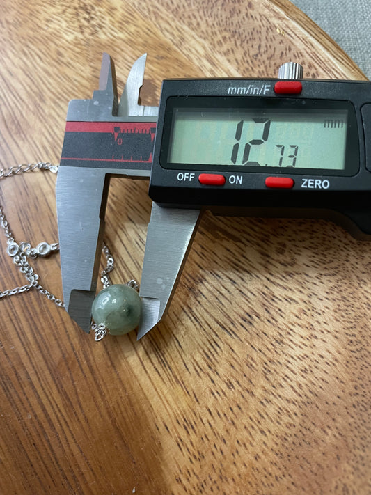 Grade A Natural Green bead Jadeite with  silver bracelet