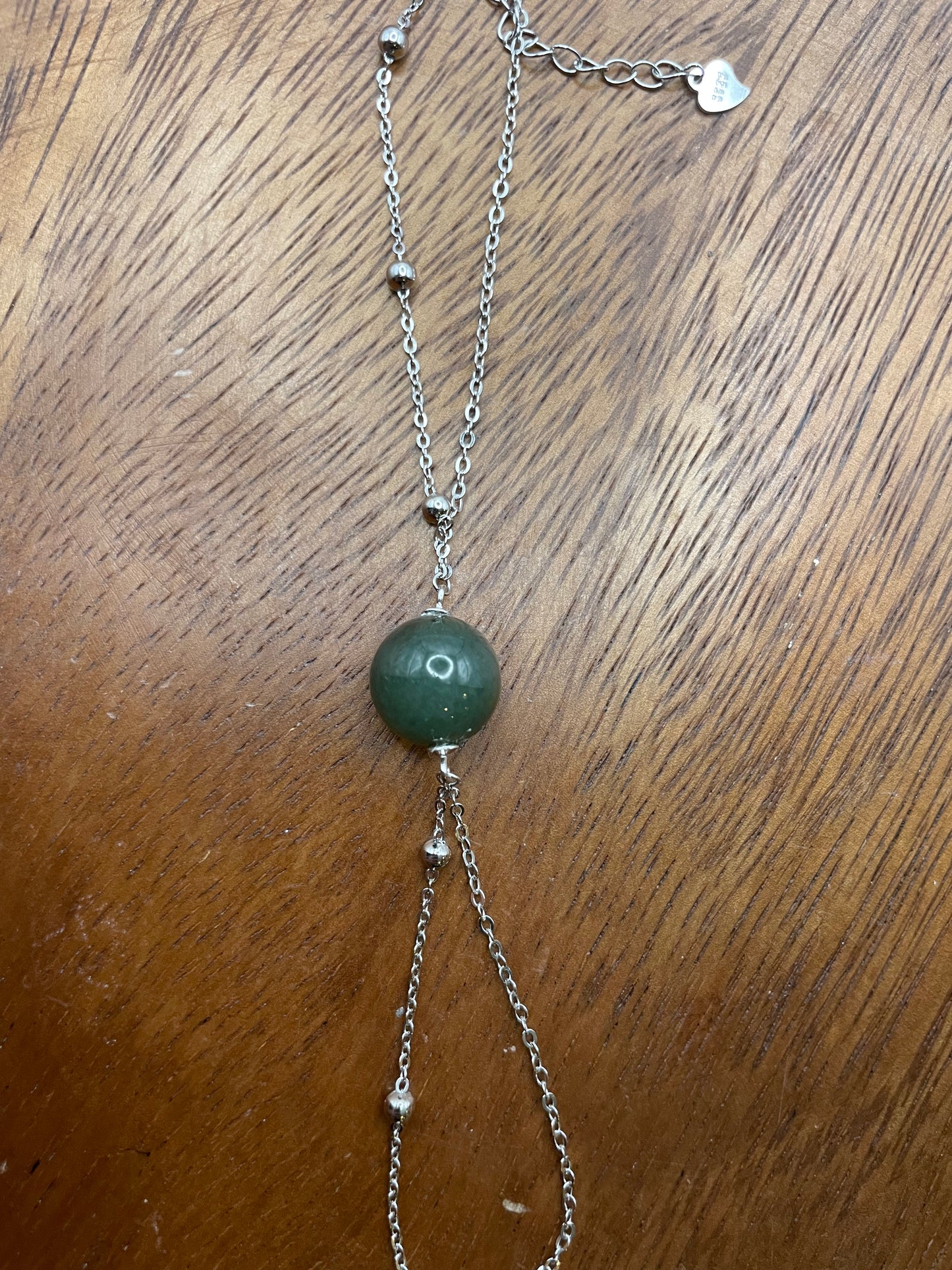 Grade A Natural Green bead Jadeite with  silver bracelet