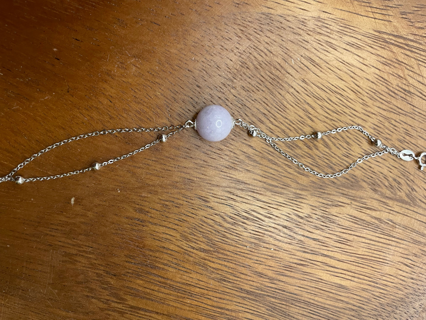 Grade A Natural Lavender bead Jadeite with  silver bracelet