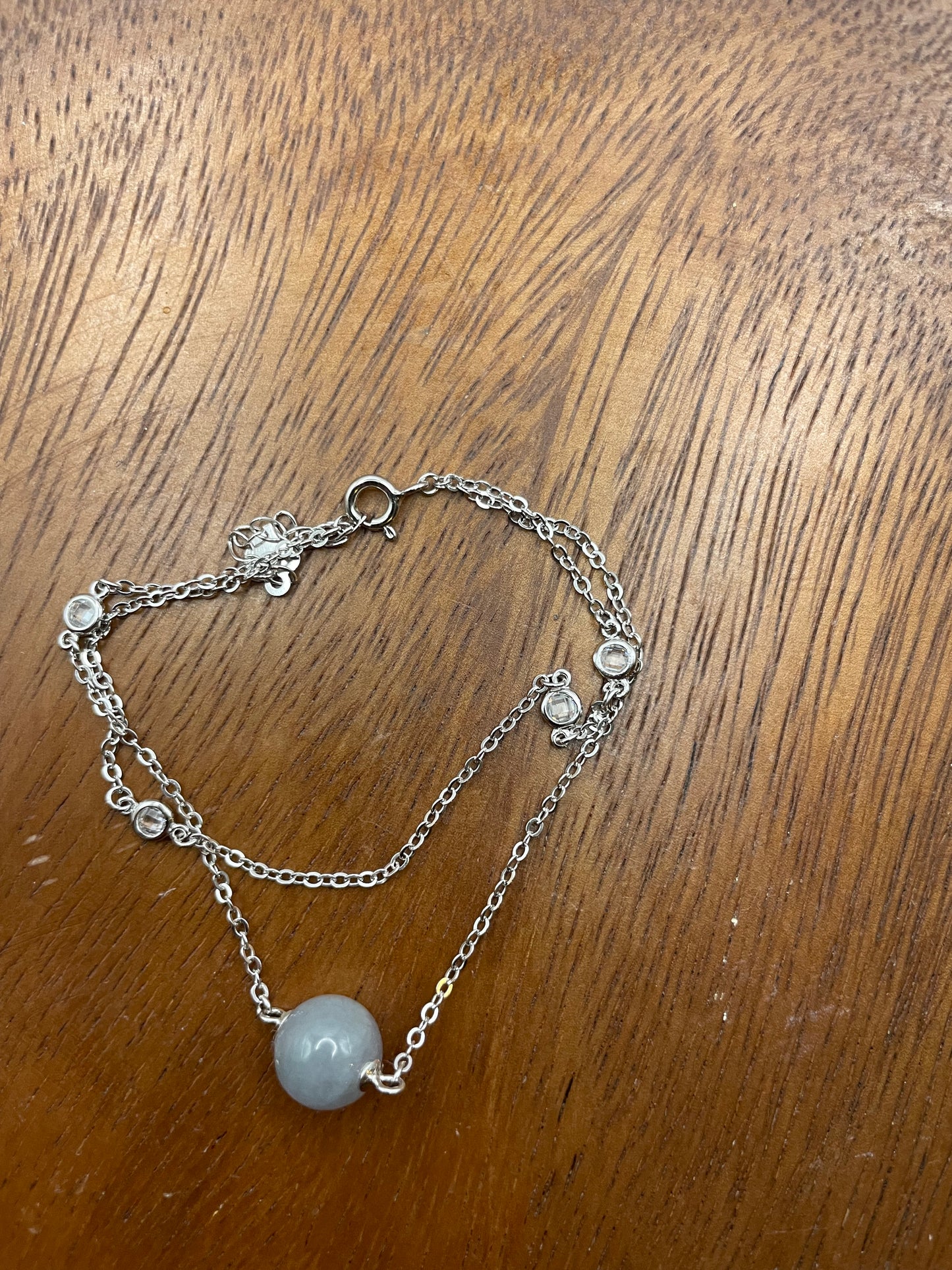 Grade A Natural Lavender bead Jadeite with  silver bracelet