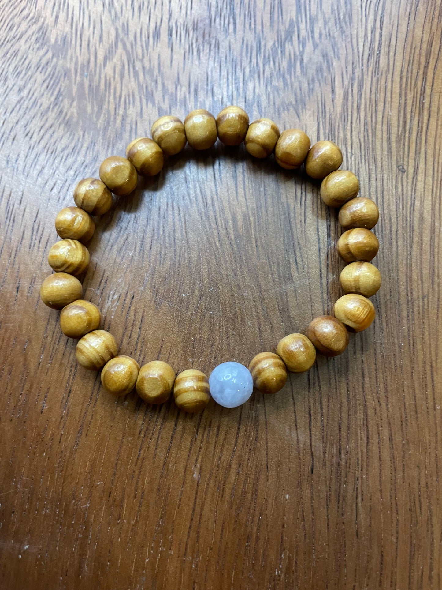 Grade A Natural lavender bead Burma Jadeite bead with wood beads elastic Bracelet