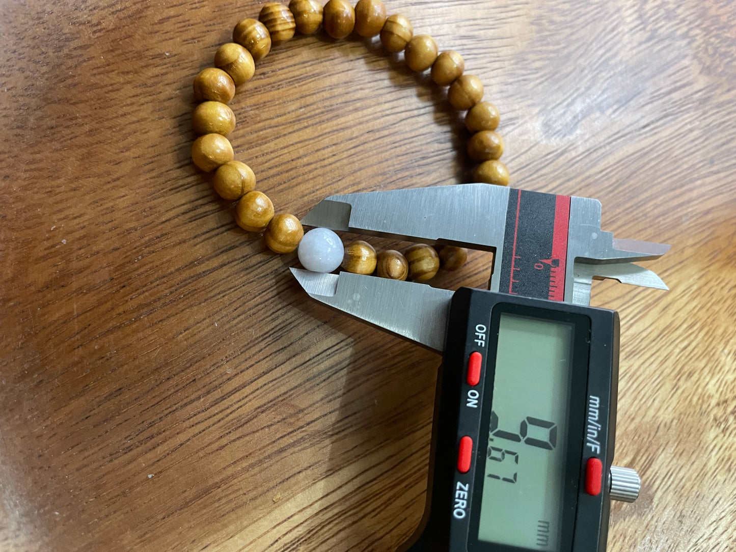 Grade A Natural white bead Burma Jadeite bead with wood beads elastic Bracelet