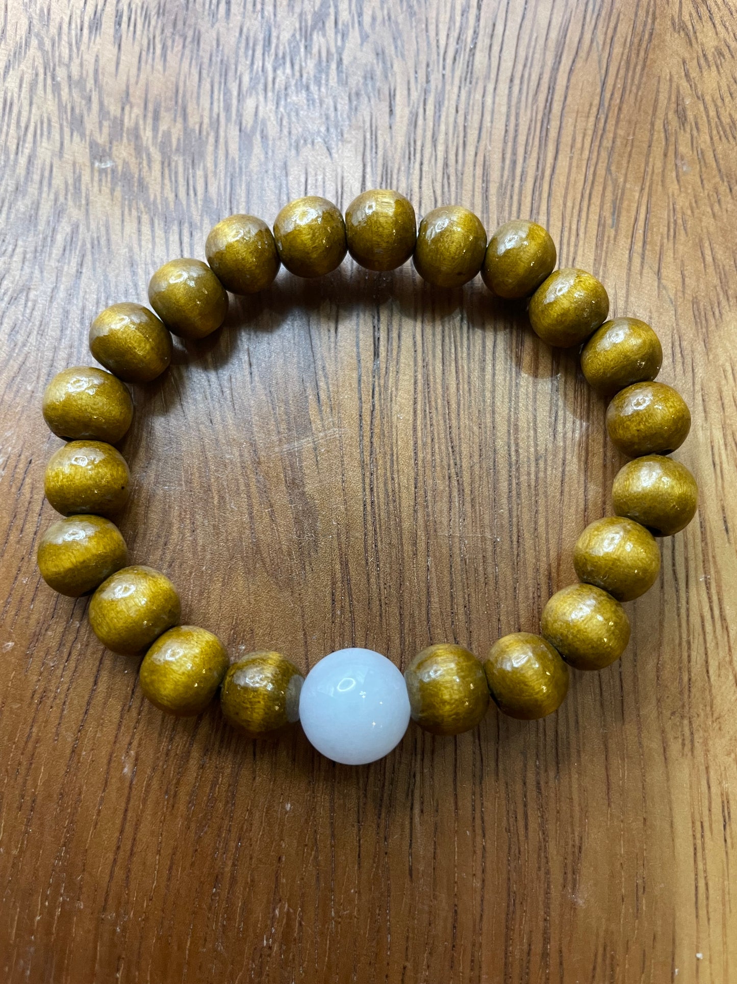 Grade A Natural lavender bead Burma Jadeite bead with wood beads elastic Bracelet