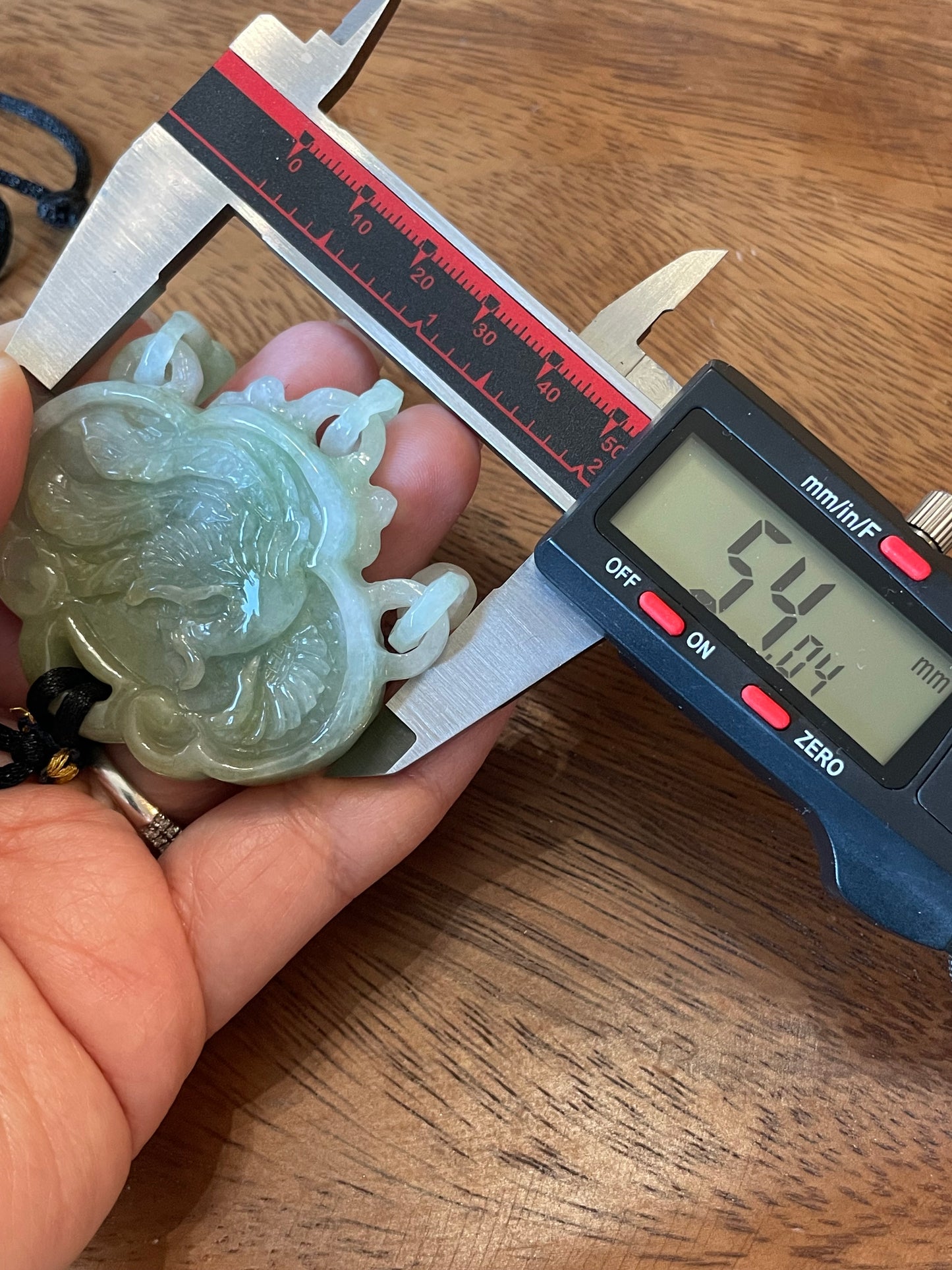 Natural Burma White and Green  Dragon and Phoenix Pendant necklace