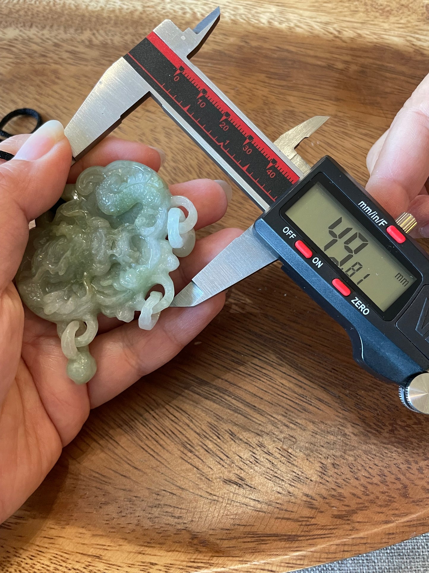 Natural Burma White and Green  Dragon and Phoenix Pendant necklace