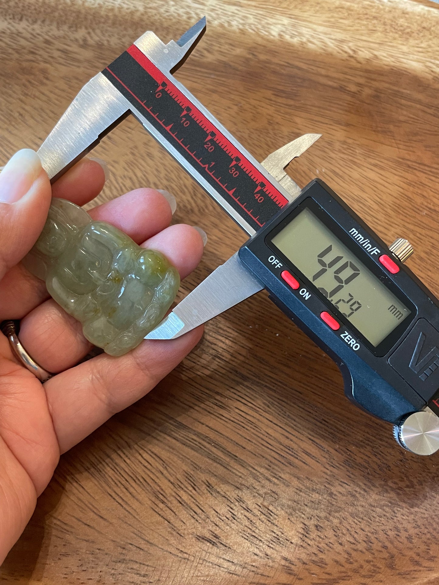 Grade A Natural yellow Burma Jadeite Guanyin pendant with sterling Gold overlay silver bail pendant