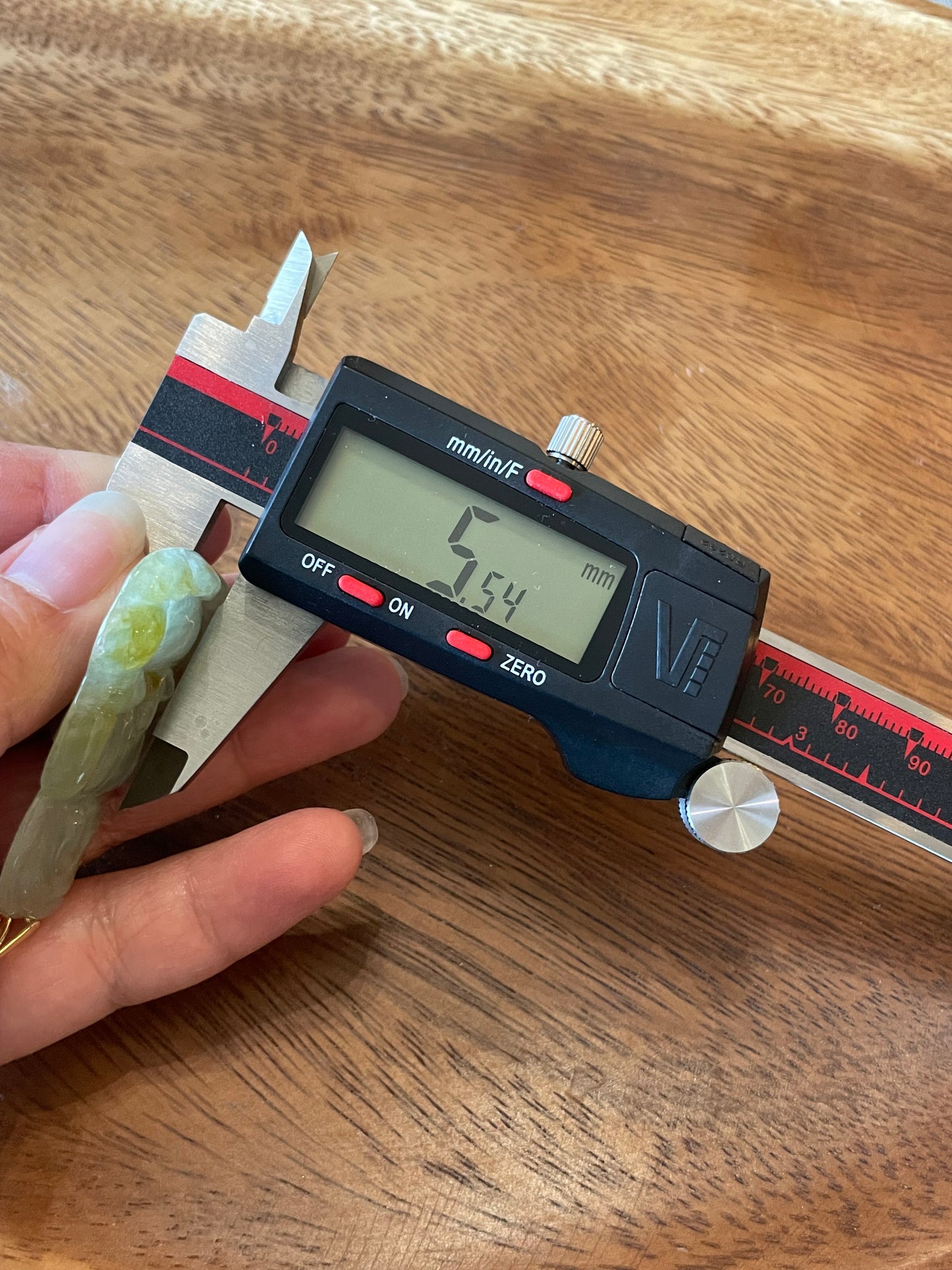 Grade A Natural yellow Burma Jadeite Guanyin pendant with sterling Gold overlay silver bail pendant