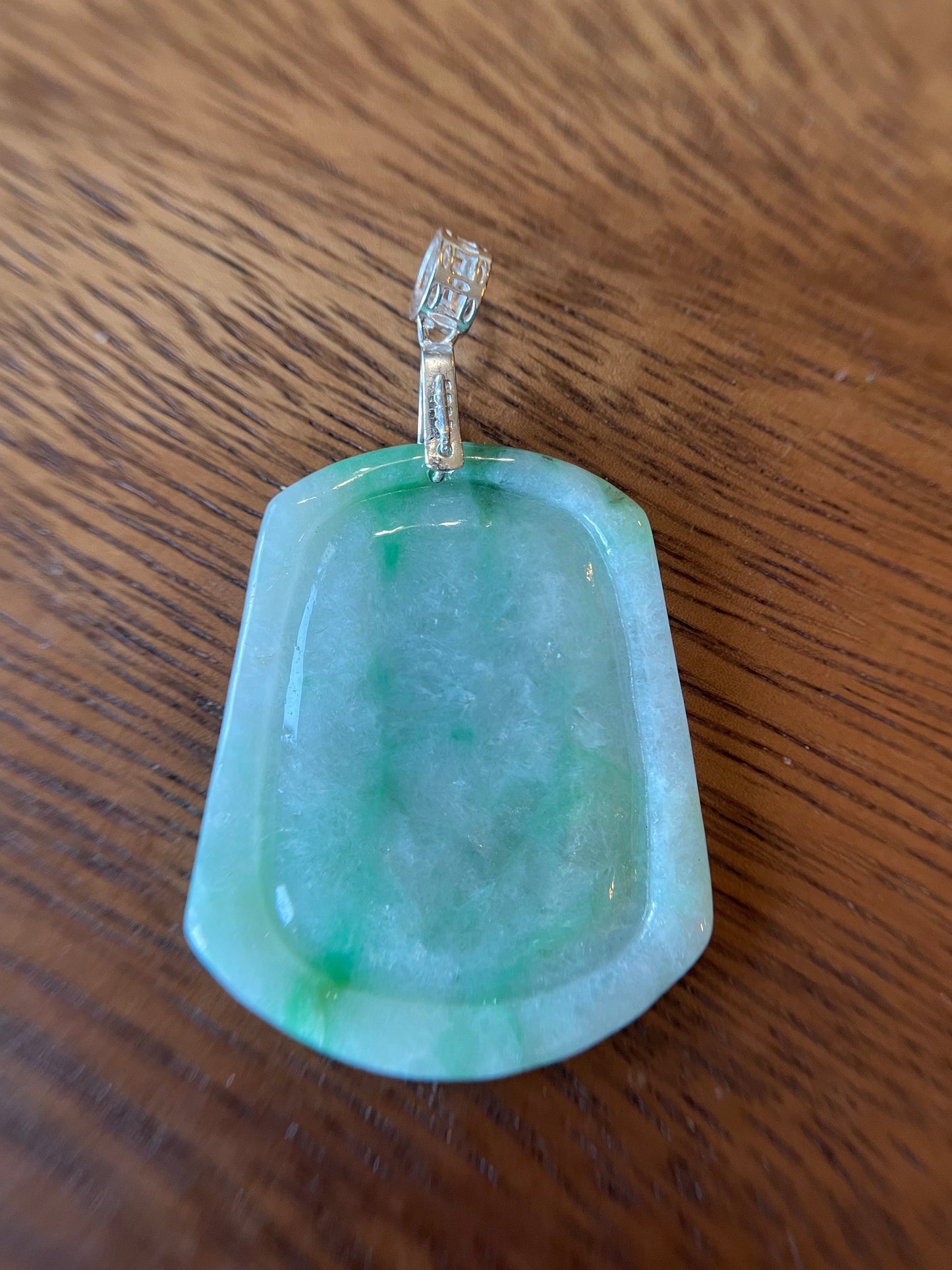 Natural Burma White and Green Eagle Pendant silver necklace