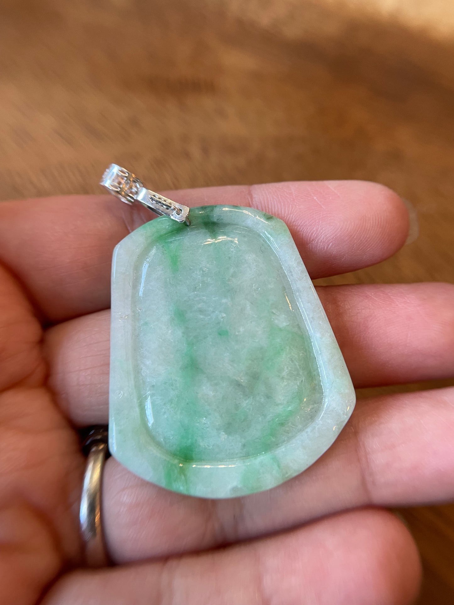 Natural Burma White and Green Eagle Pendant silver necklace