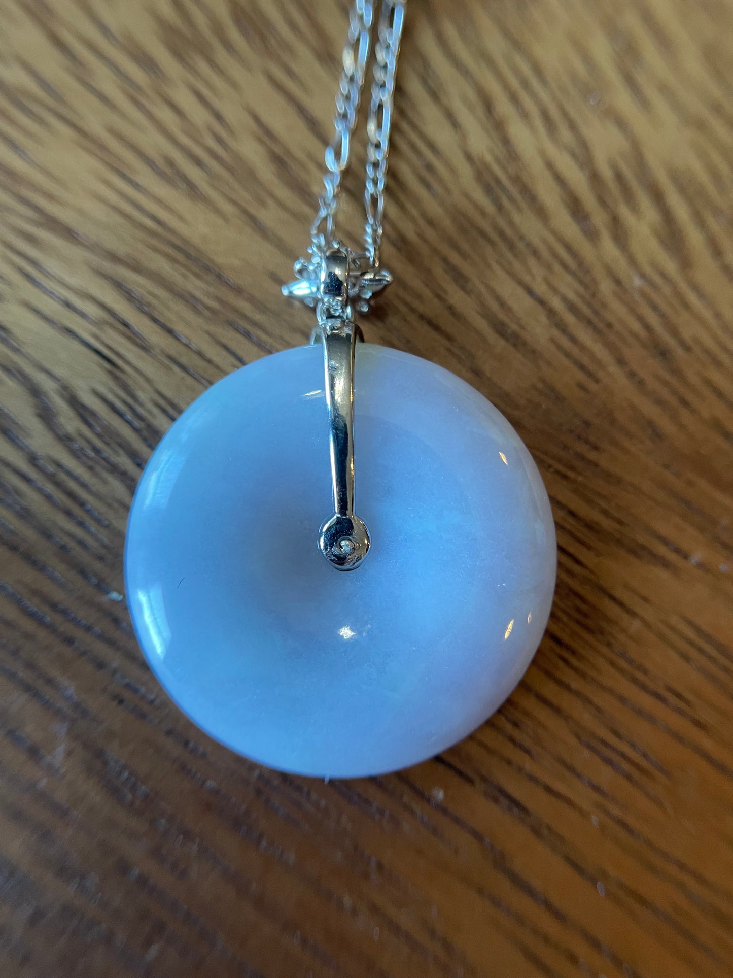 Grade A Natural lavender Jadeite Pi Disc pendant with   sterling silver bail