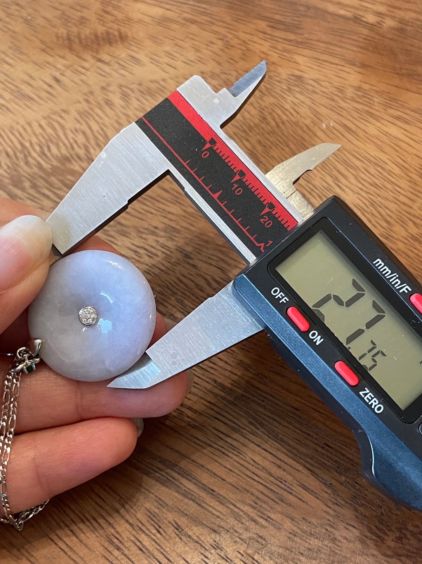 Grade A Natural lavender Jadeite Pi Disc pendant with   sterling silver bail