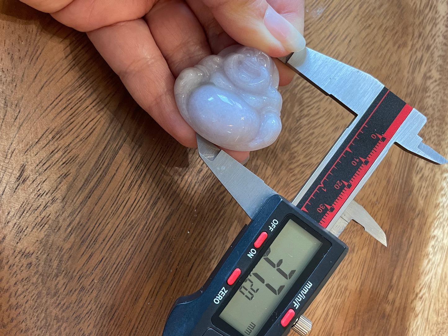 Icy Lavender jadeite Buddha pendant with Sterling silver bail necklace