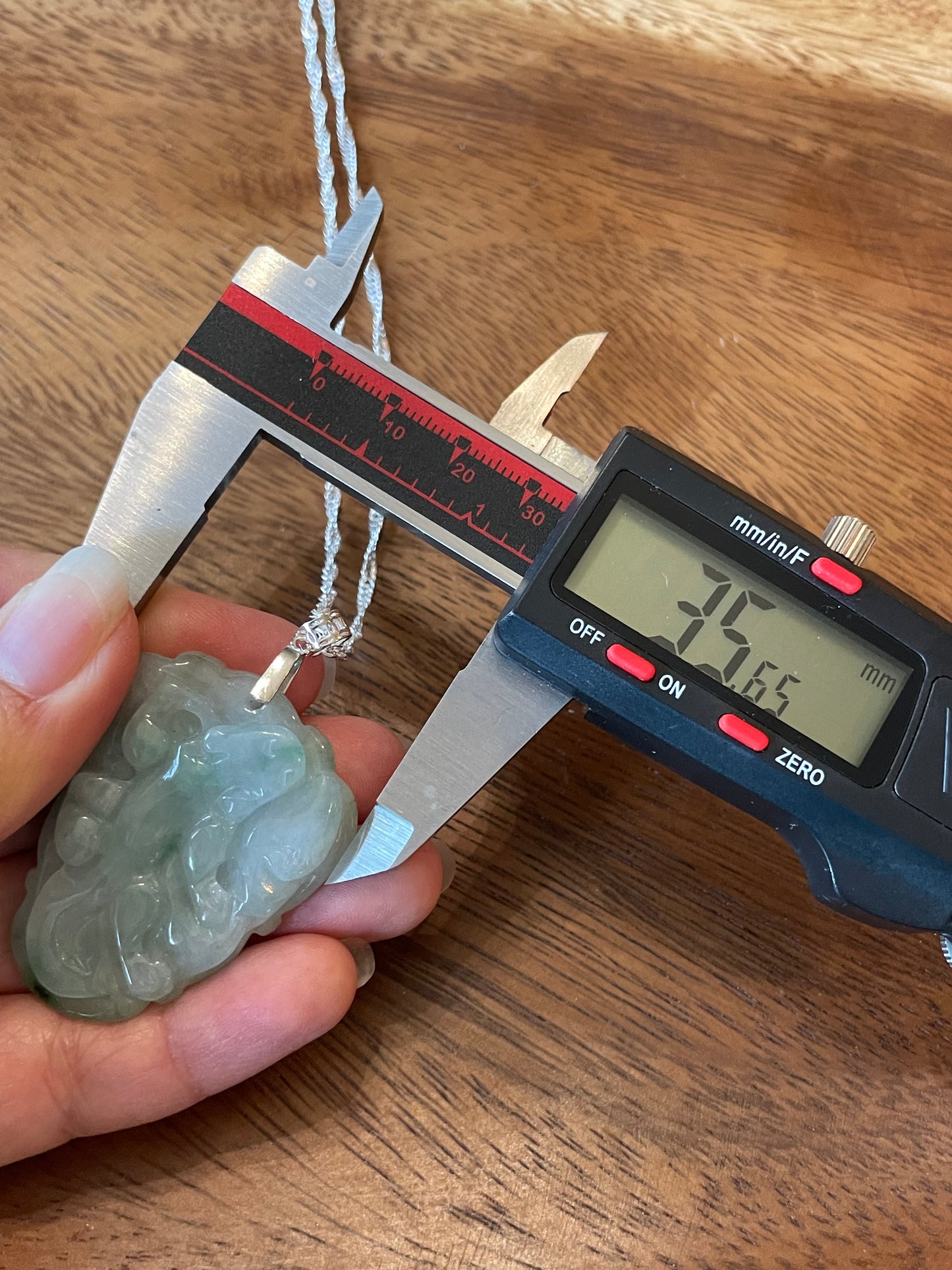 Natural Grade A Burmese Jadeite Glassy Blue Ancient Dragon over Leaf  Pendant silver necklace