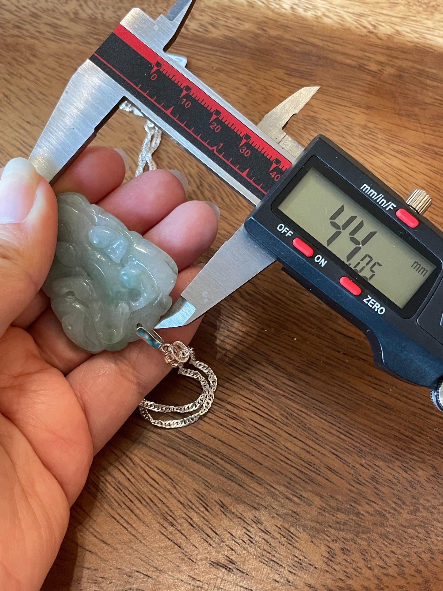 Natural Grade A Burmese Jadeite Glassy Blue Ancient Dragon over Leaf  Pendant silver necklace