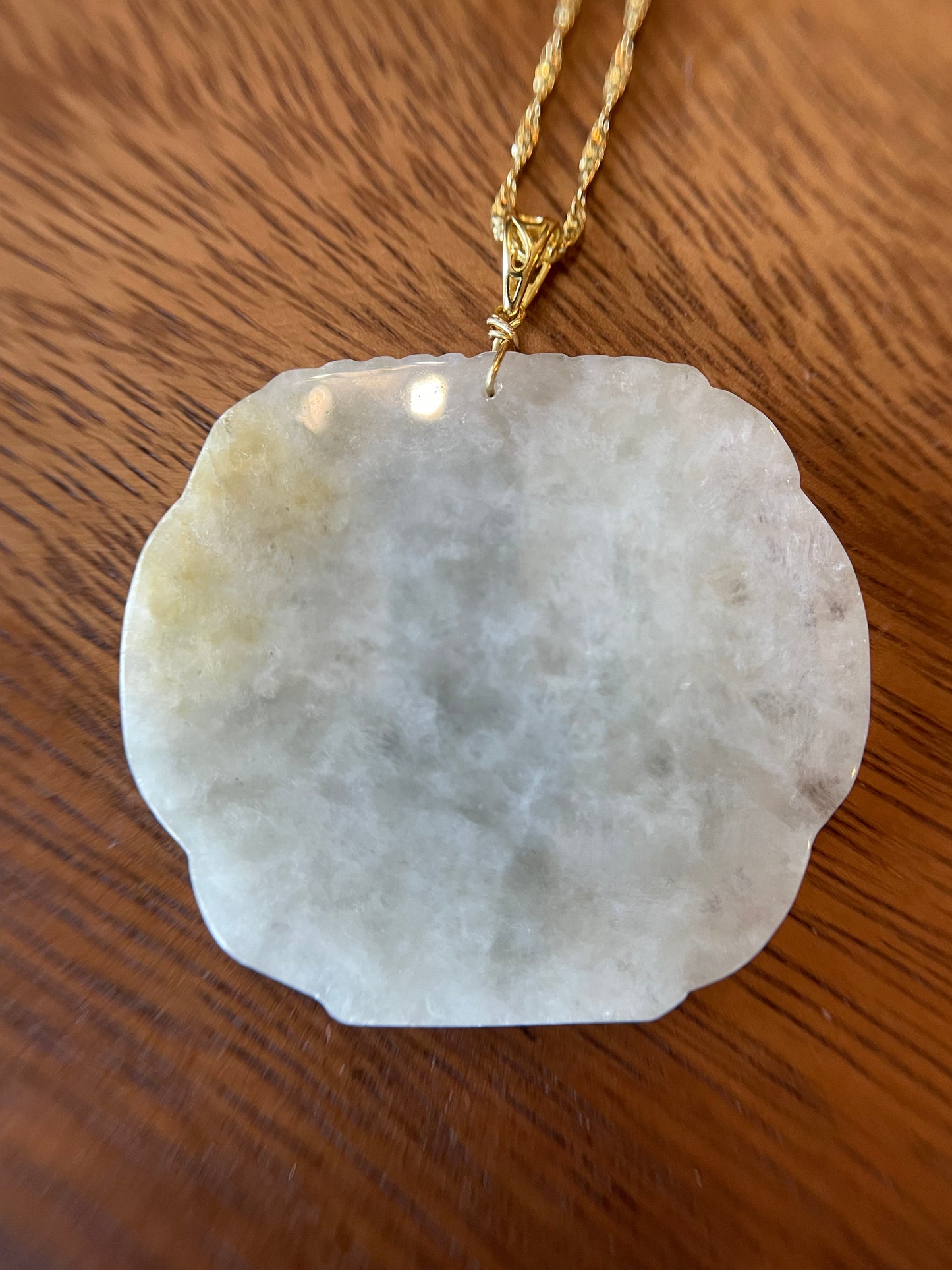 Natural Burma White and Yellow  Dragon and Phoenix Pendant necklace