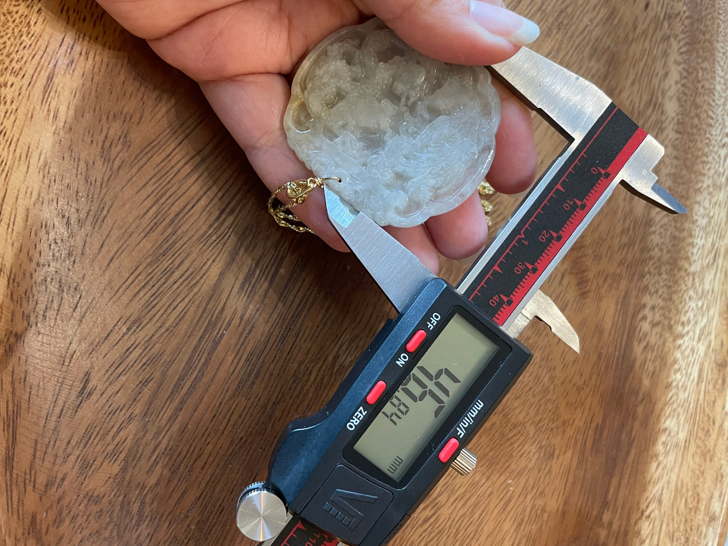 Natural Burma White and Yellow  Dragon and Phoenix Pendant necklace