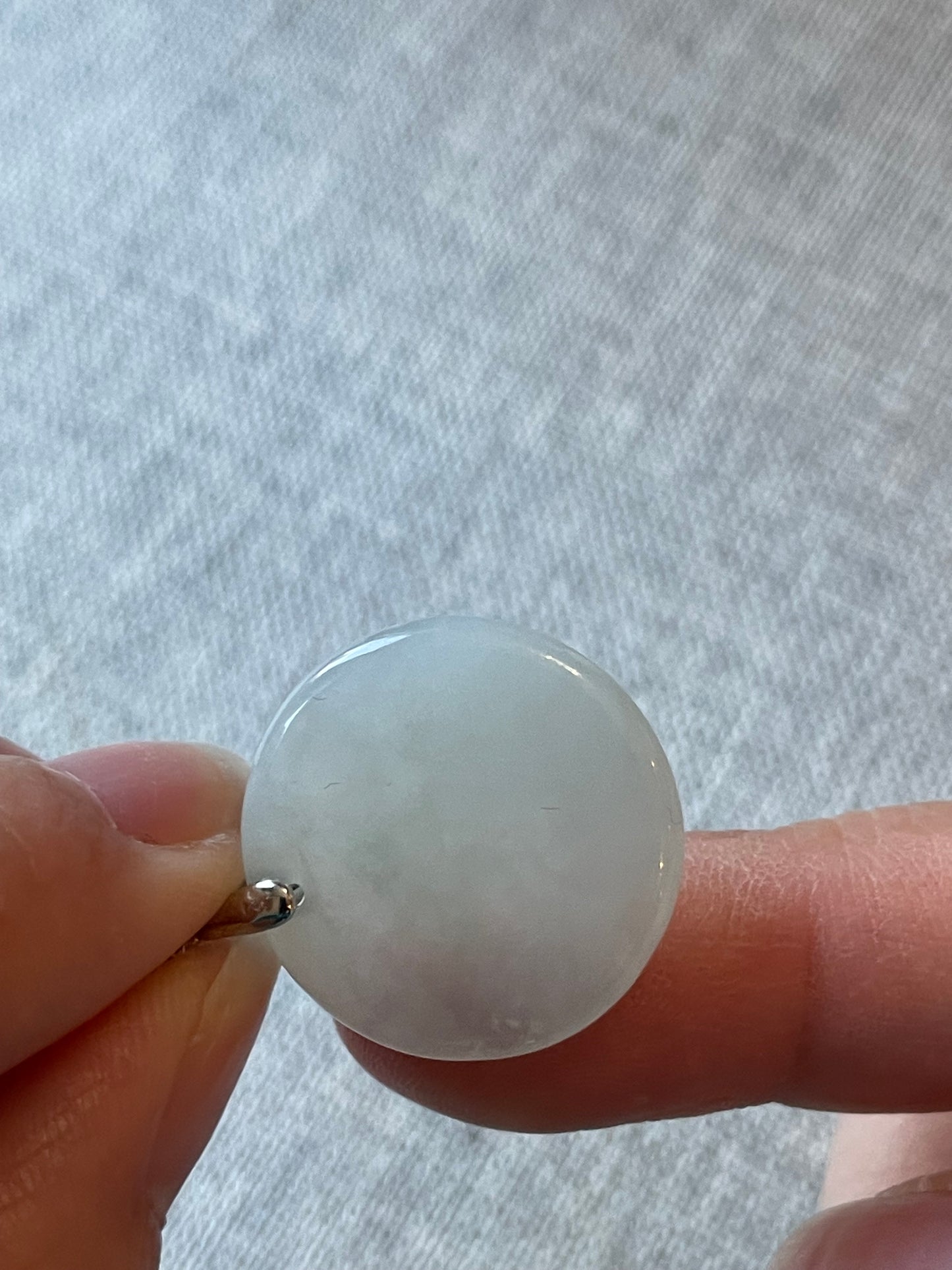 Grade A Natural Green Burma Jadeite Full moon Pendant  silver  necklace