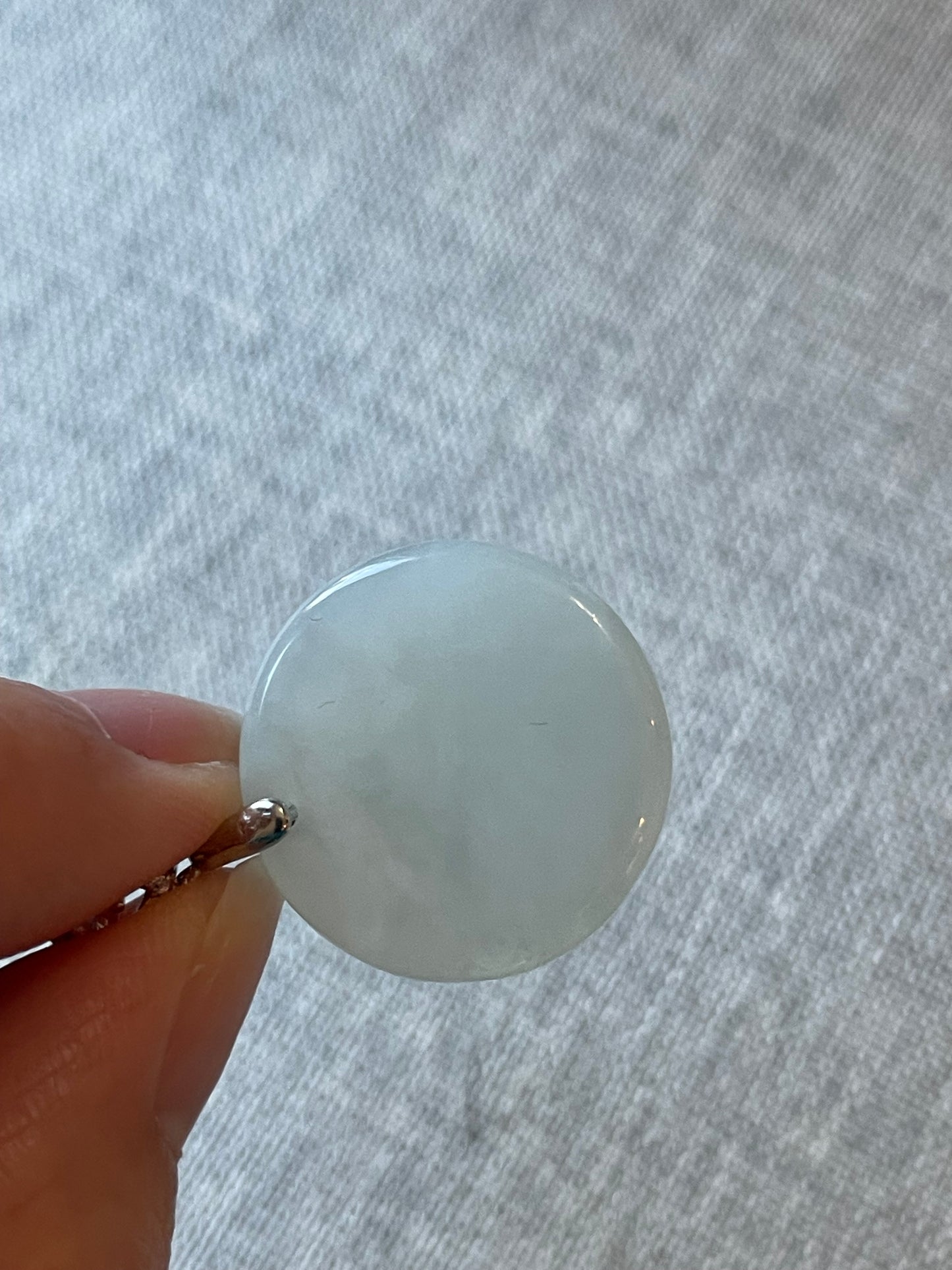 Grade A Natural Green Burma Jadeite Full moon Pendant  silver  necklace