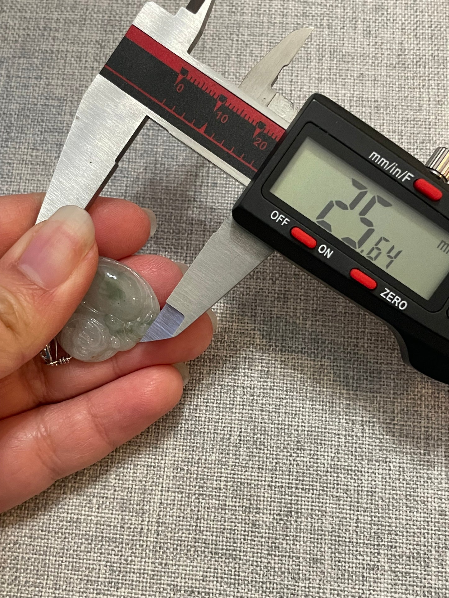 Icy Green jadeite Buddha pendant with Sterling silver bail