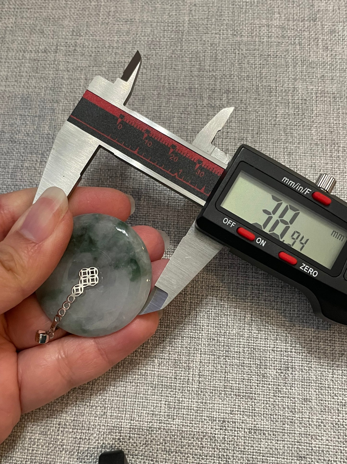 Grade A Natural  green Jadeite Pi Disc pendant silver necklace