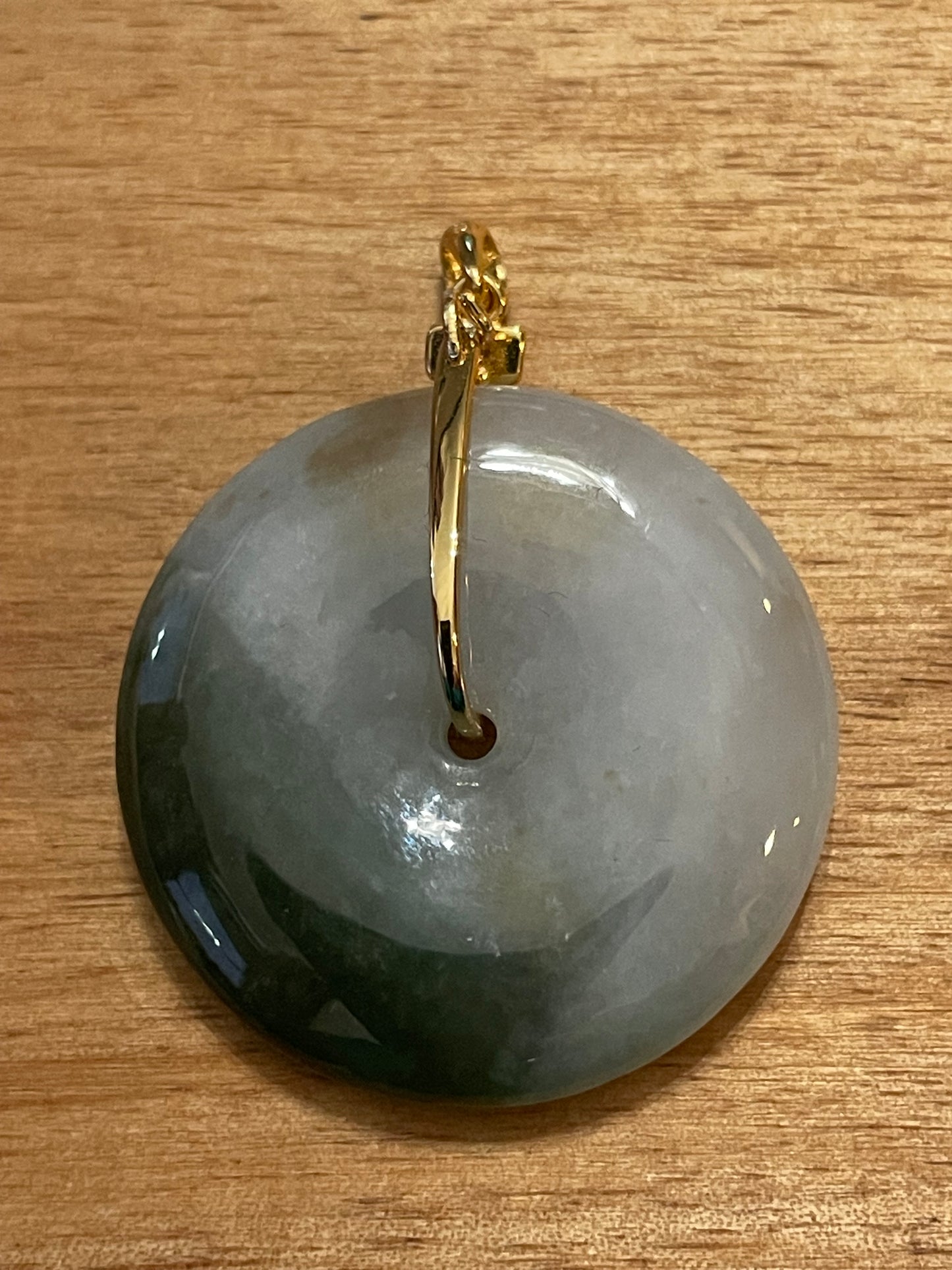 Grade A Natural  half Blue Half White Jadeite Pi Disc pendant silver necklace