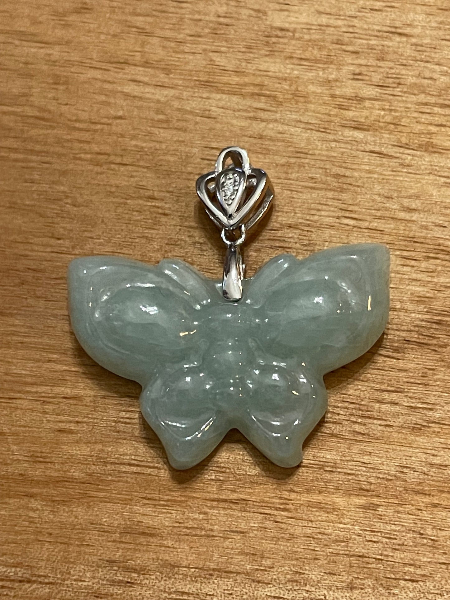 Nature green Butterfly silver necklace