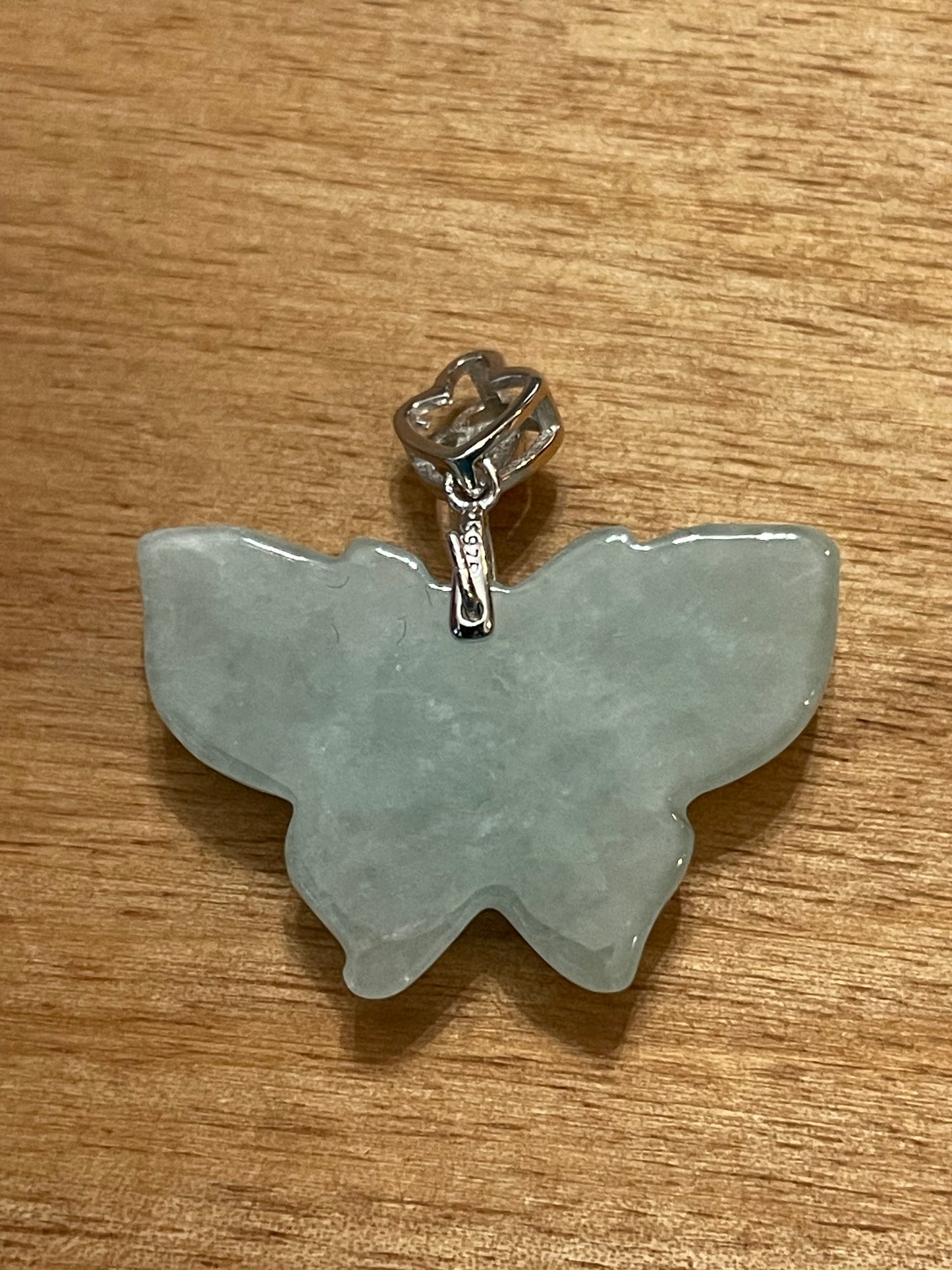 Nature green Butterfly silver necklace