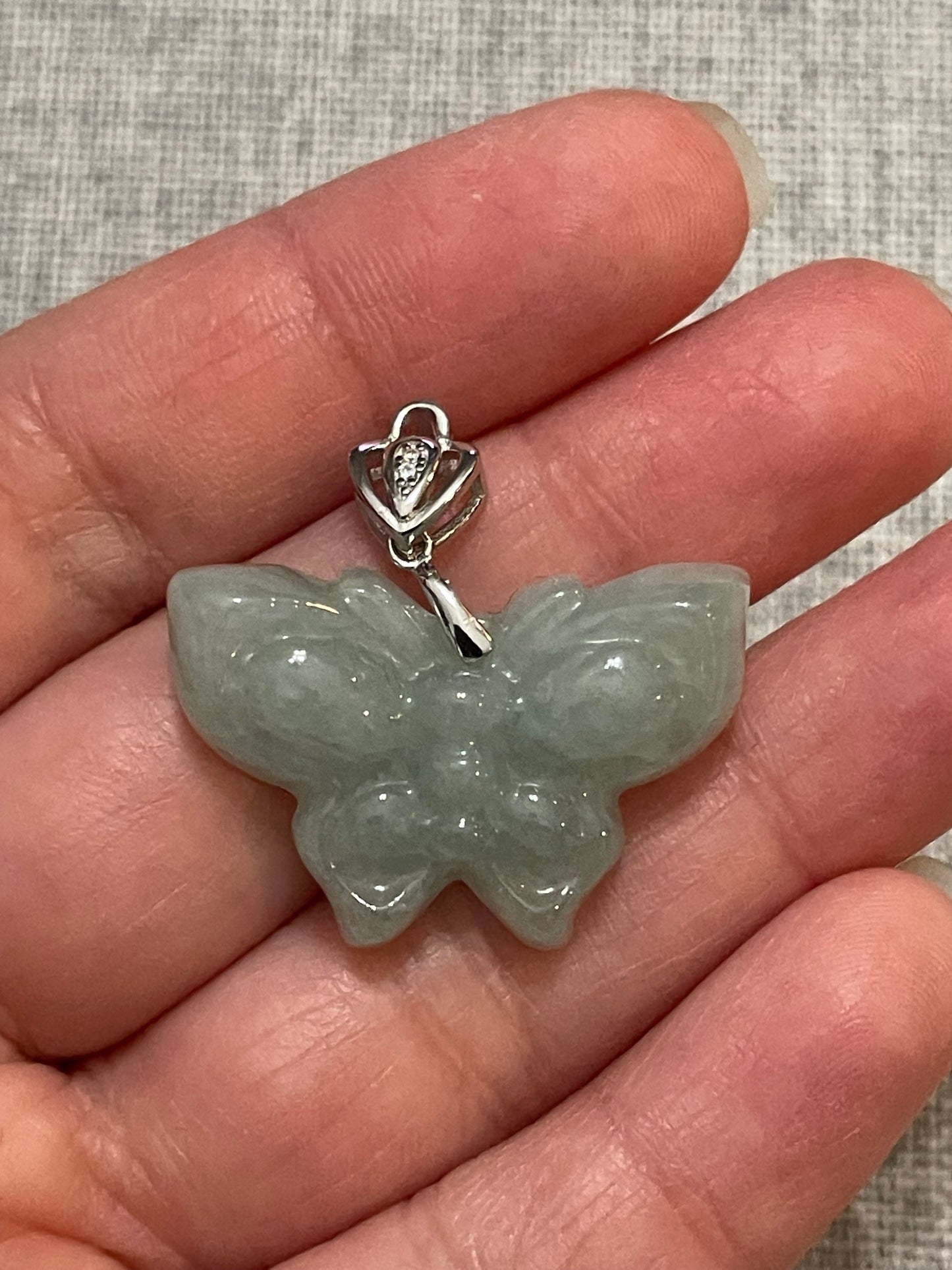 Nature green Butterfly silver necklace