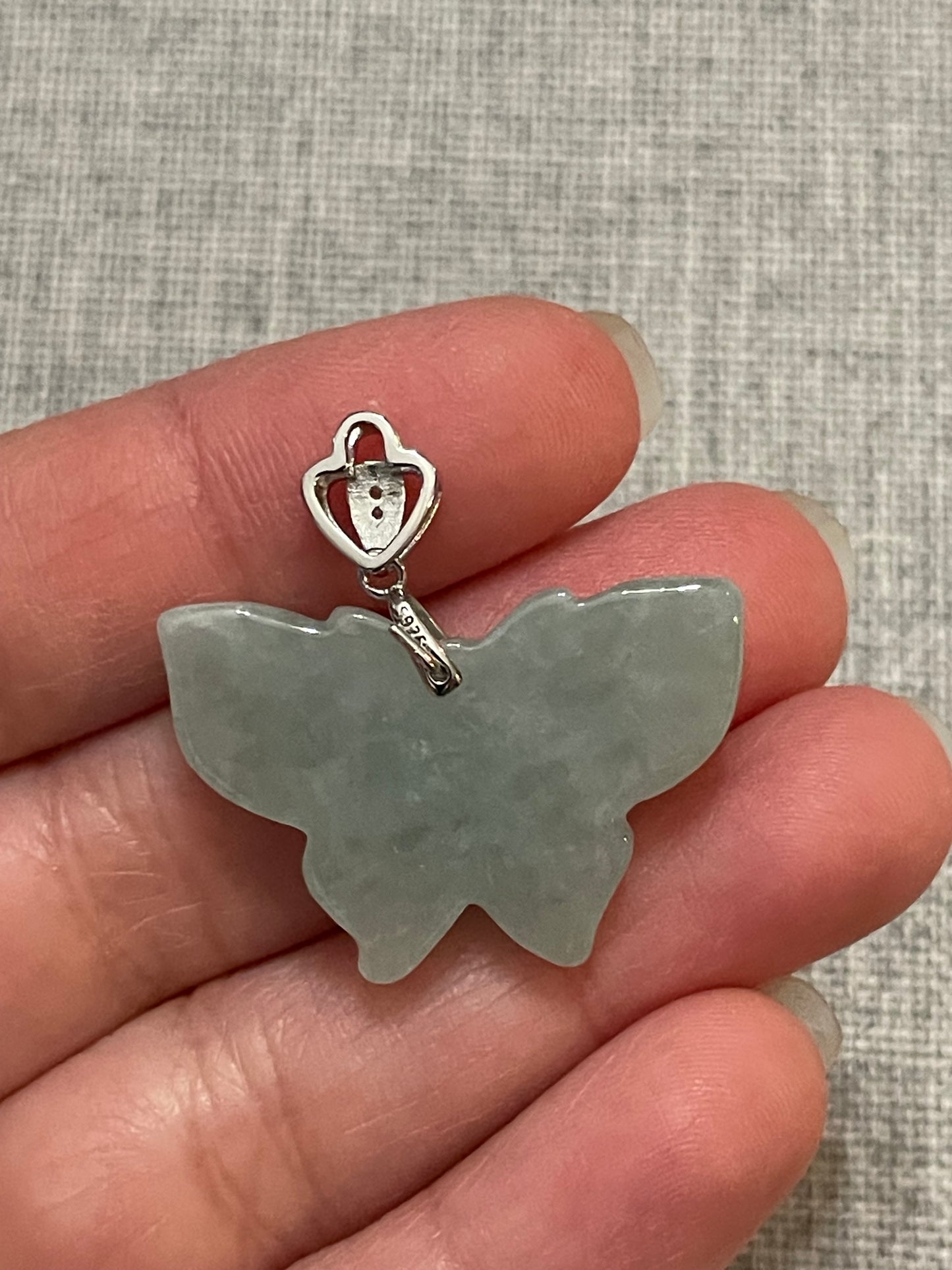 Nature green Butterfly silver necklace