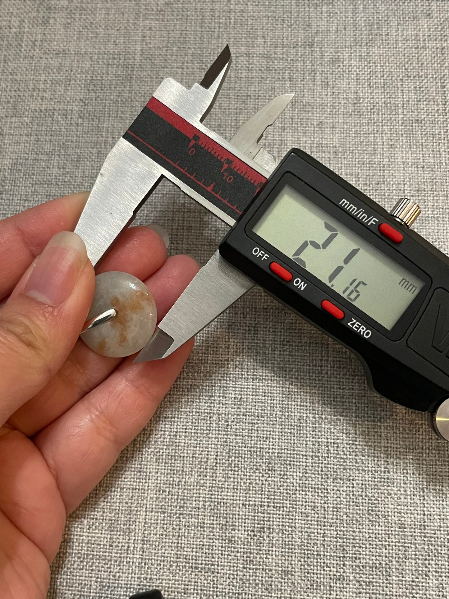 Grade A Natural  White with Red Jadeite Pi Disc pendant silver necklace