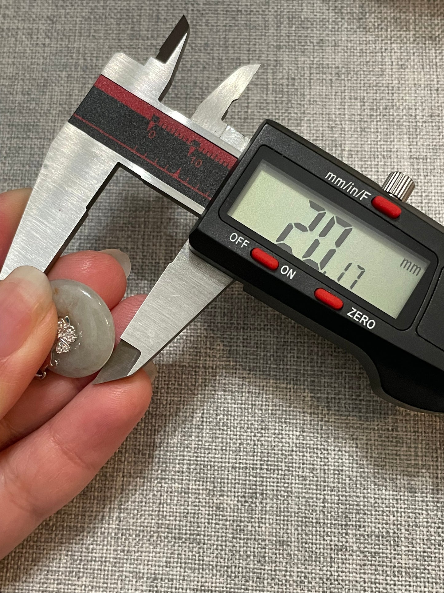 Grade A Natural  White with Red Jadeite Pi Disc pendant silver necklace