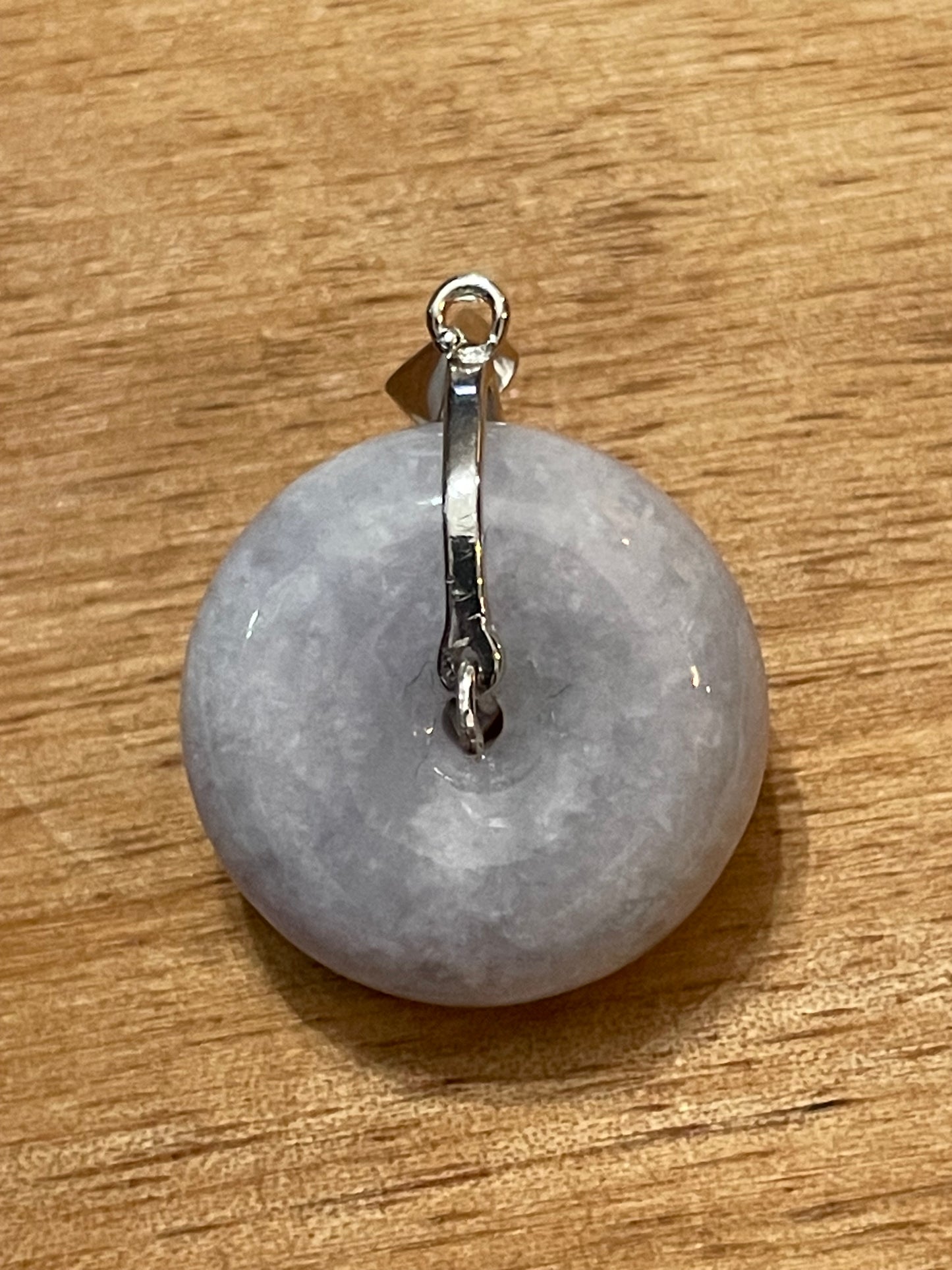 Grade A Natural  lavender Jadeite Pi Disc pendant silver necklace