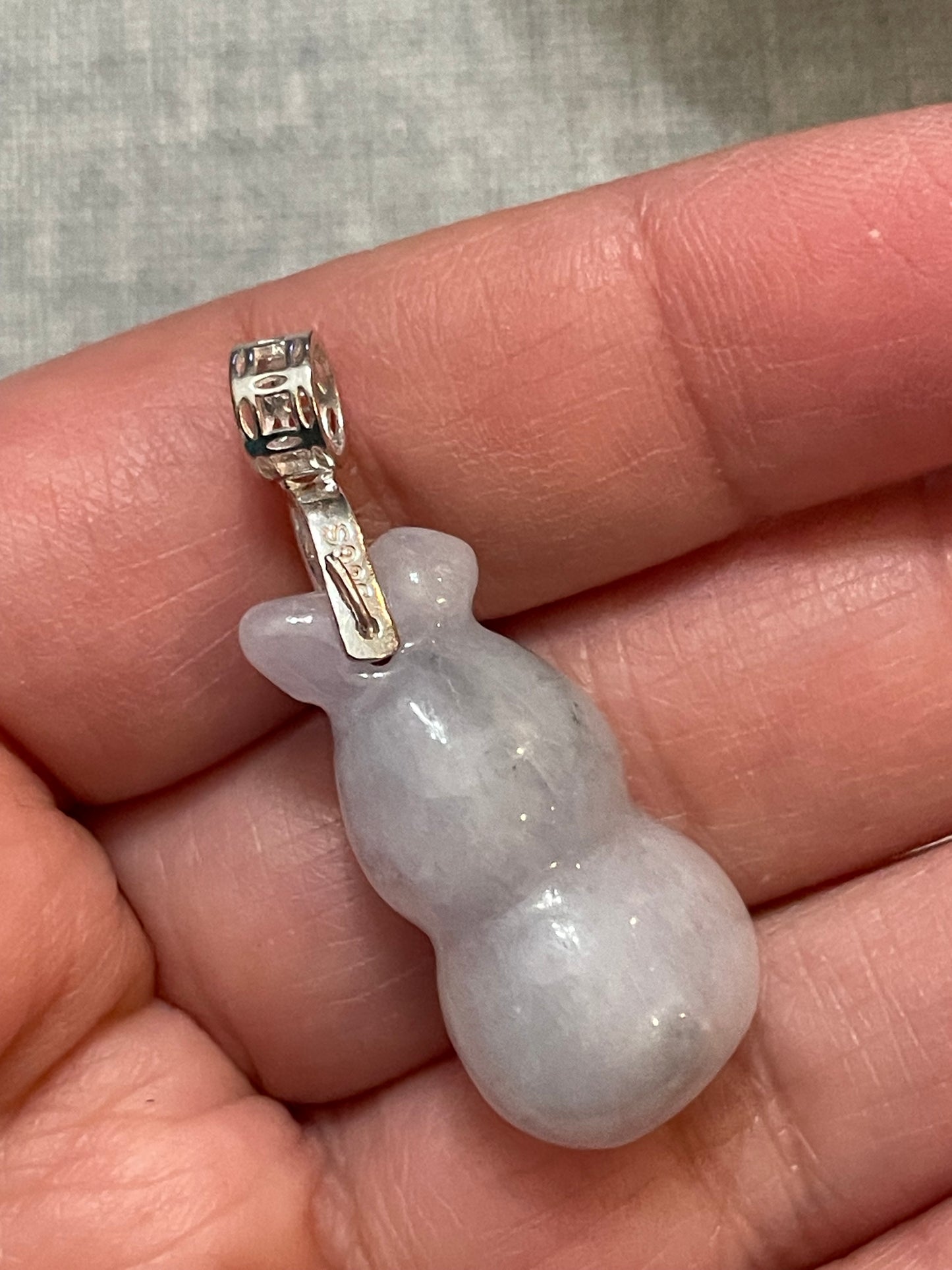 Icy Lavender Jadeite Wu Lu (Gourd) pendant  silver necklace