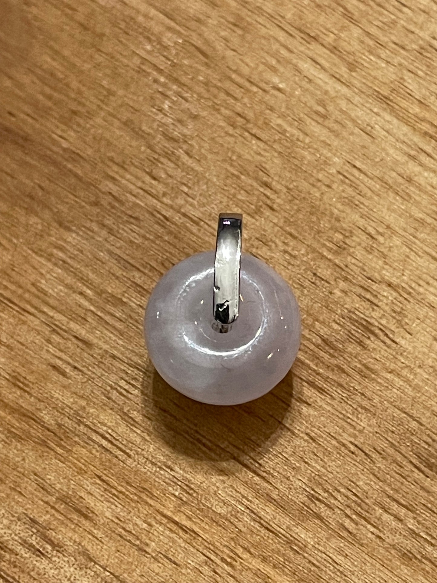 Grade A Natural lavender Jadeite Pi Disc pendant with   sterling silver bail