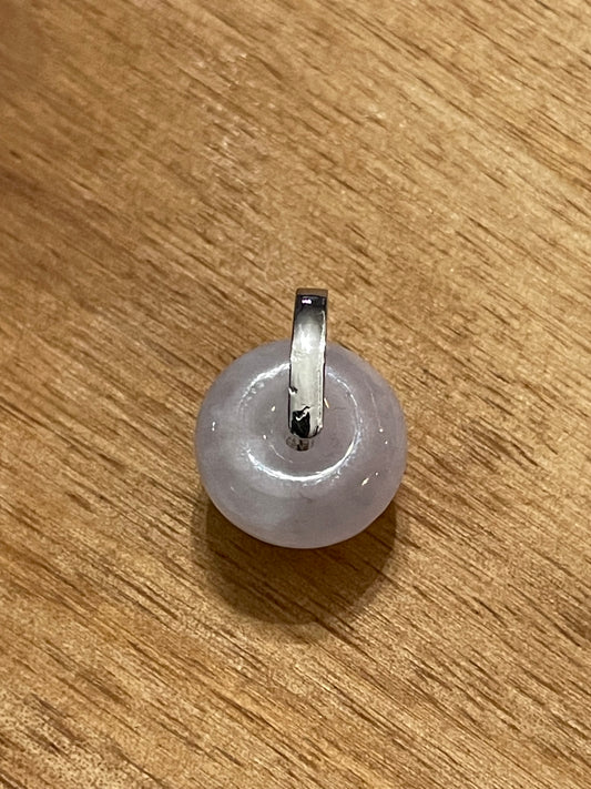 Grade A Natural lavender Jadeite Pi Disc pendant with   sterling silver bail