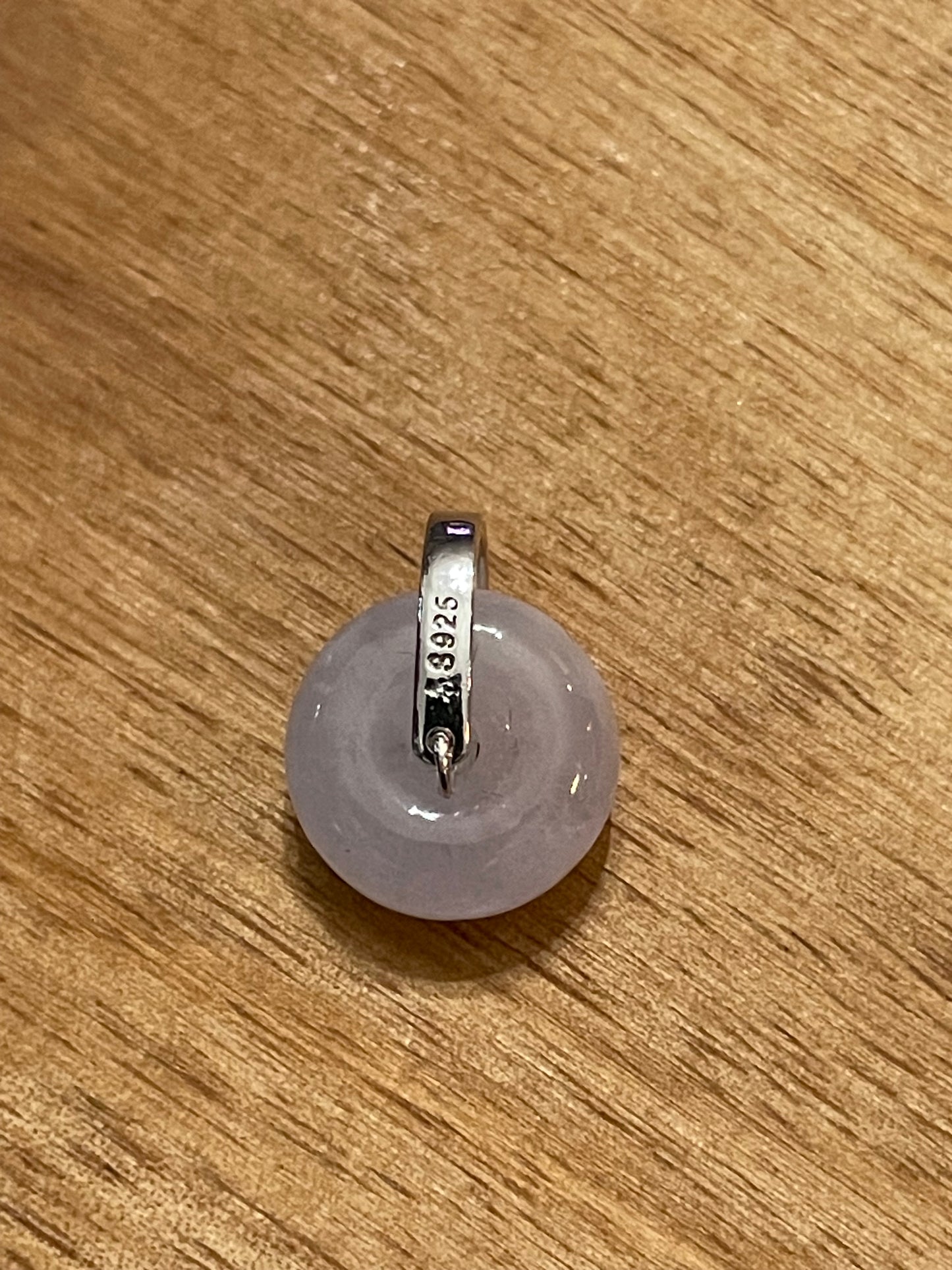 Grade A Natural lavender Jadeite Pi Disc pendant with   sterling silver bail