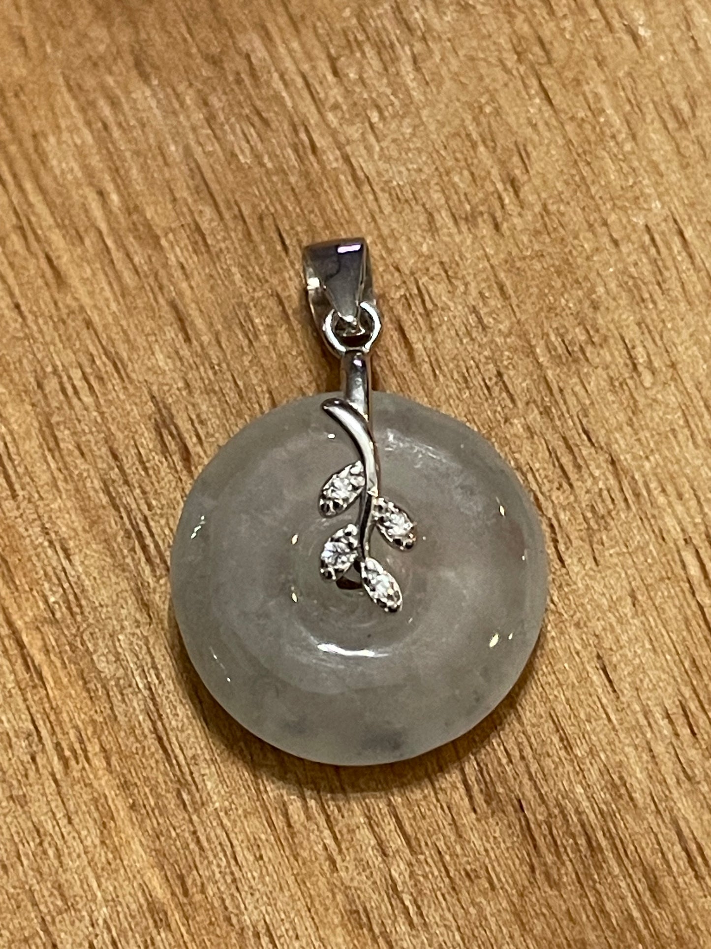Grade A Natural Icy Jadeite Pi Disc pendant with   sterling silver bail