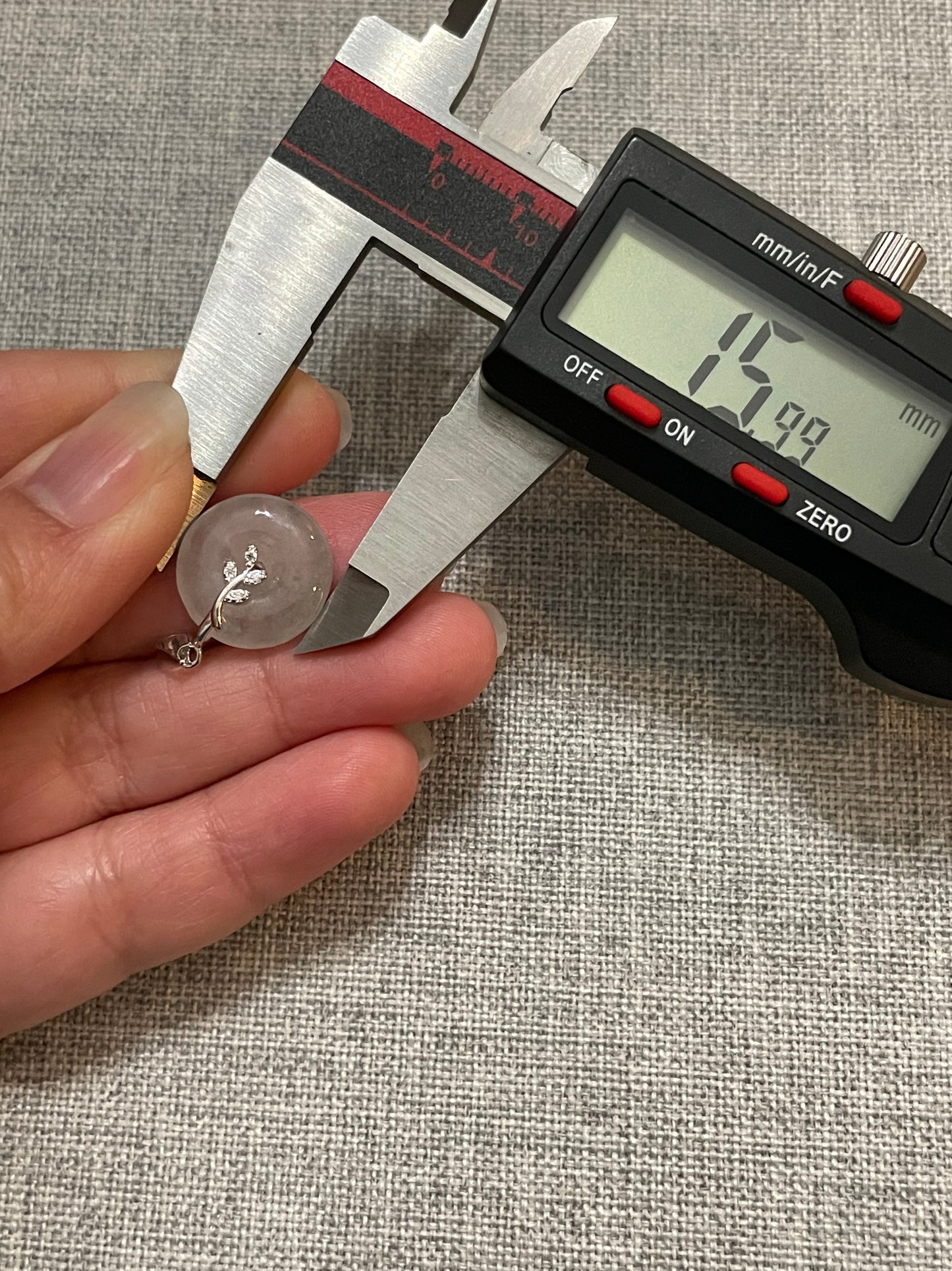 Grade A Natural Icy Jadeite Pi Disc pendant with   sterling silver bail