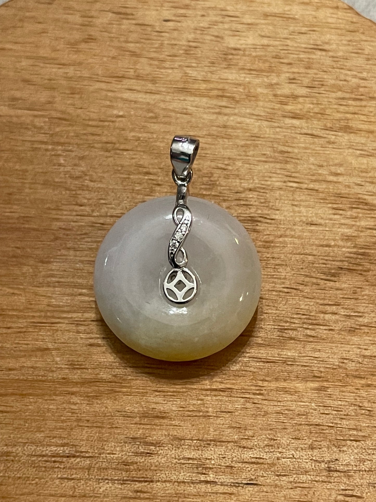 Grade A Natural yellow Jadeite Pi Disc pendant with   sterling silver bail