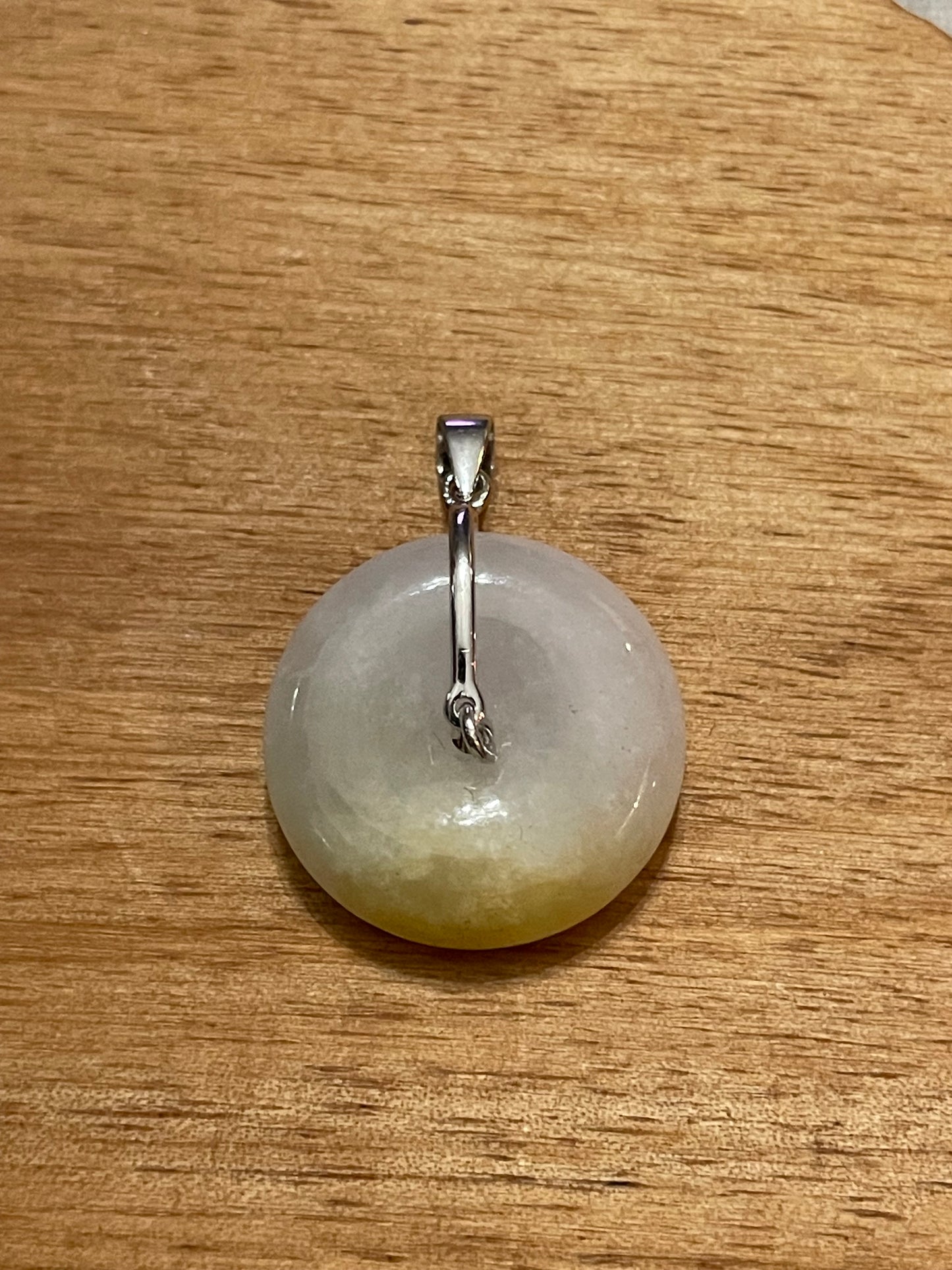 Grade A Natural yellow Jadeite Pi Disc pendant with   sterling silver bail