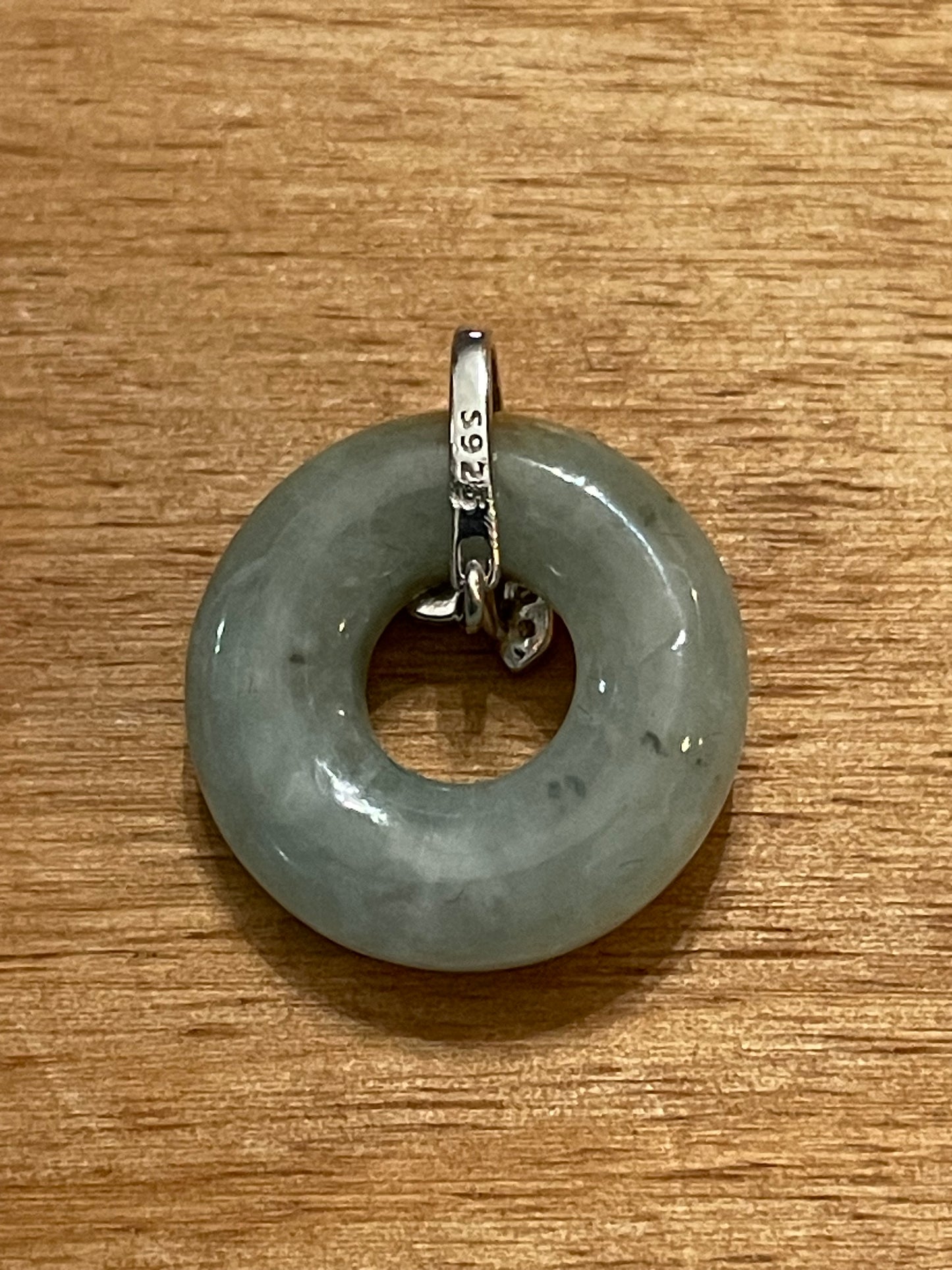 Grade A Natural yellow Green Jadeite Pi Disc pendant with   sterling silver bail