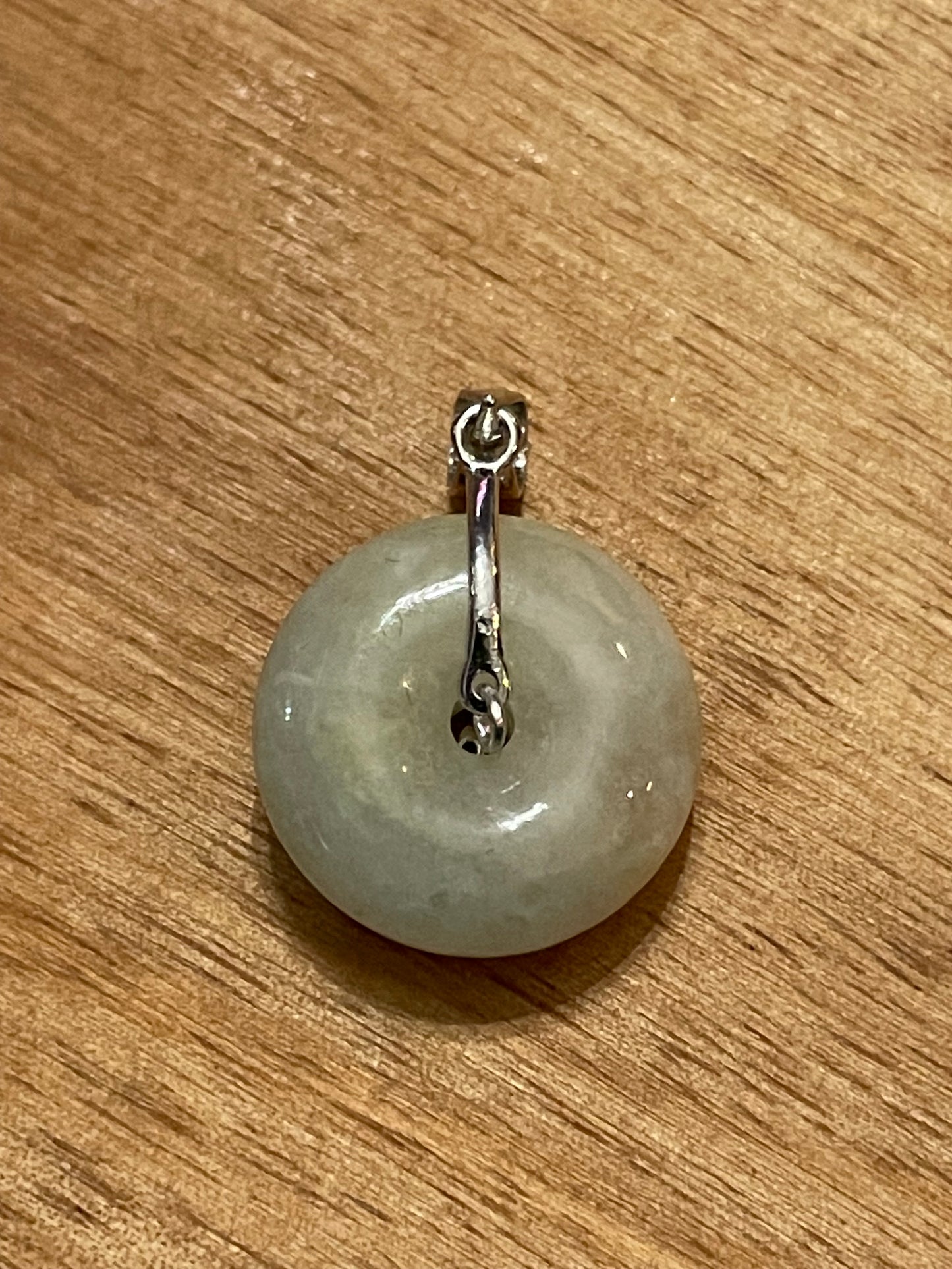 Grade A Natural yellow  Jadeite Pi Disc pendant with   sterling silver bail