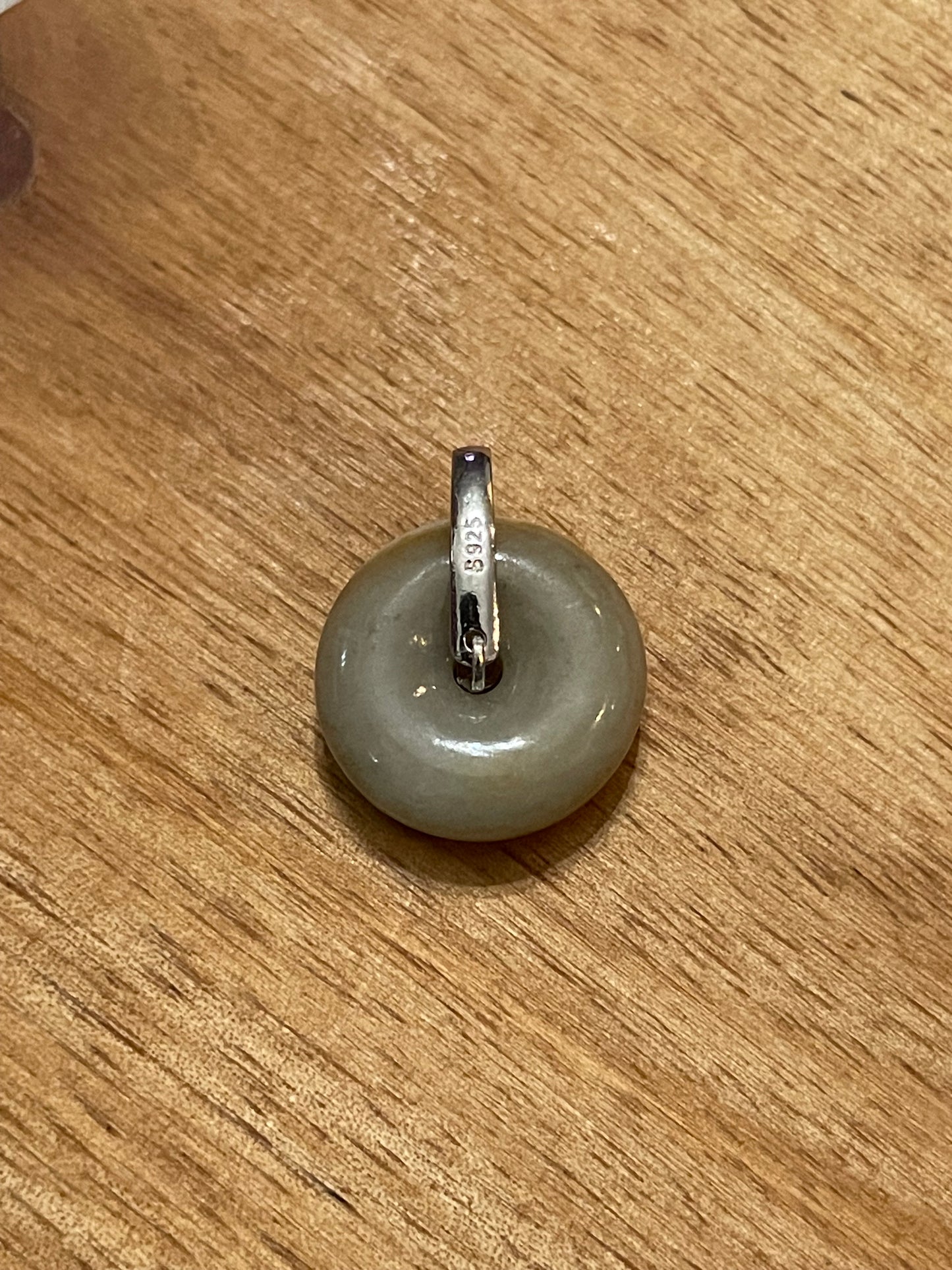 Grade A Natural Brown, White and red Jadeite Pi Disc pendant with   sterling silver bail