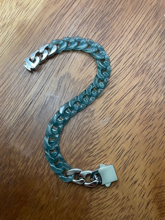 Premium Nature Guatemala Green Jadeite Cuban Link Bracelet