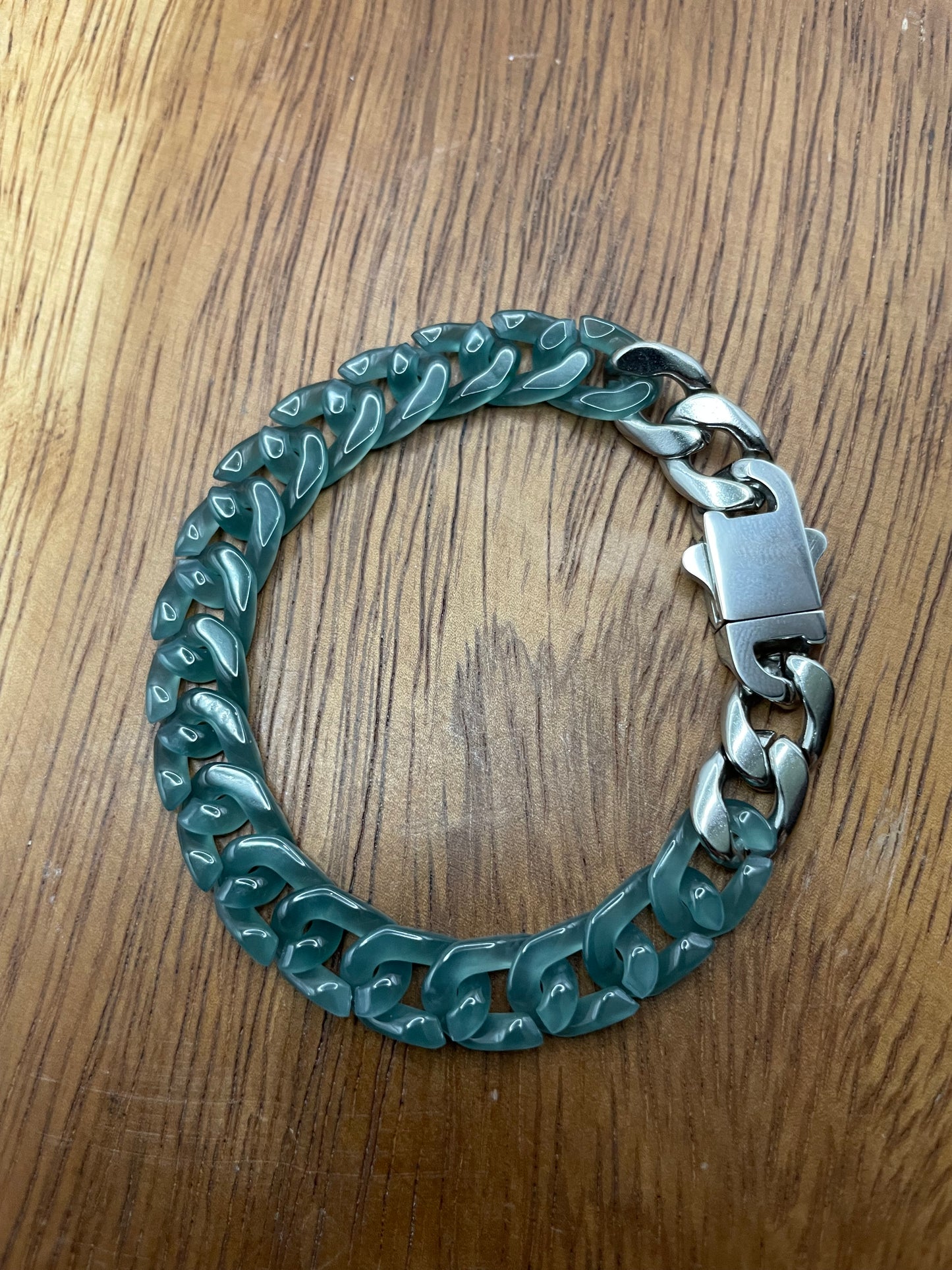 Premium Nature Guatemala Green Jadeite Cuban Link Bracelet