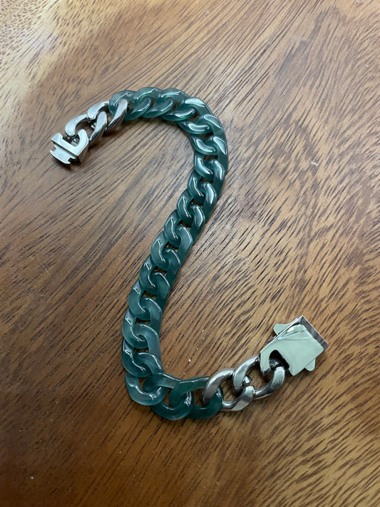 Premium Nature Guatemala Green Jadeite Cuban Link Bracelet