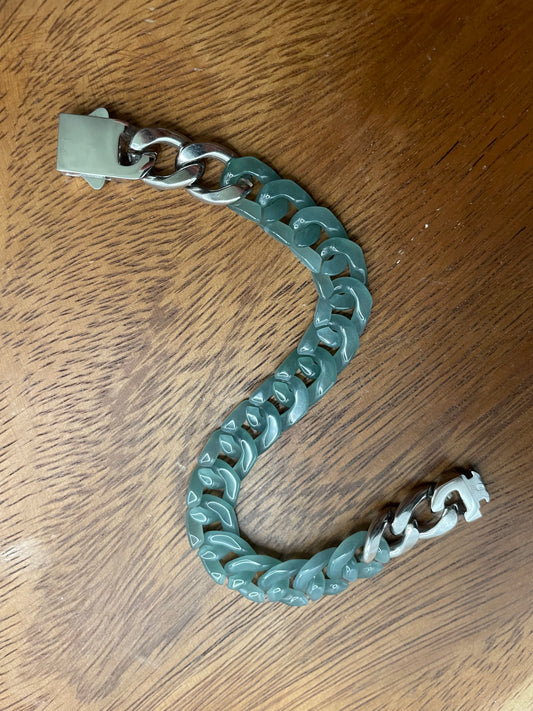 Premium Nature Guatemala Green Jadeite Cuban Link Bracelet