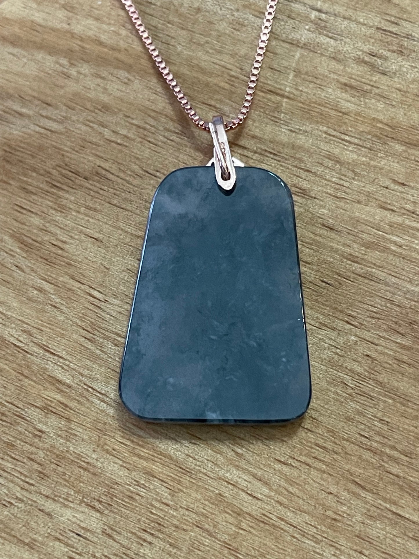 Grade A Natural Highly Icy Black Trapezoid Rose gold plated sterling silver bails necklace