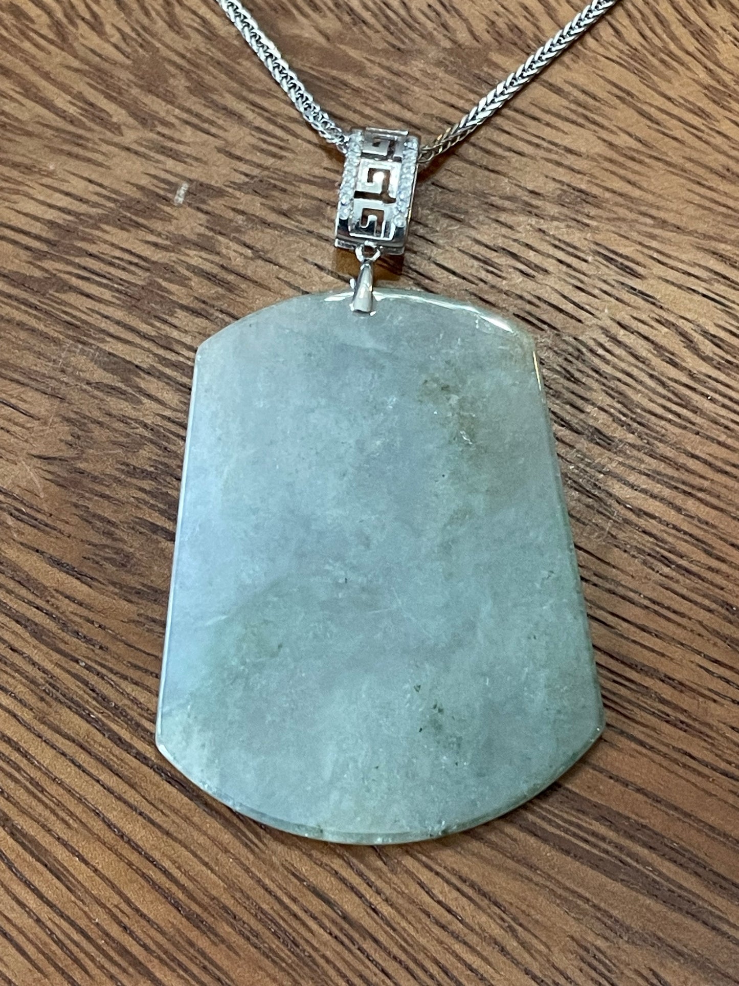 Grade A Natural  Light Green  Burma Jadeite pendant With Silver necklace