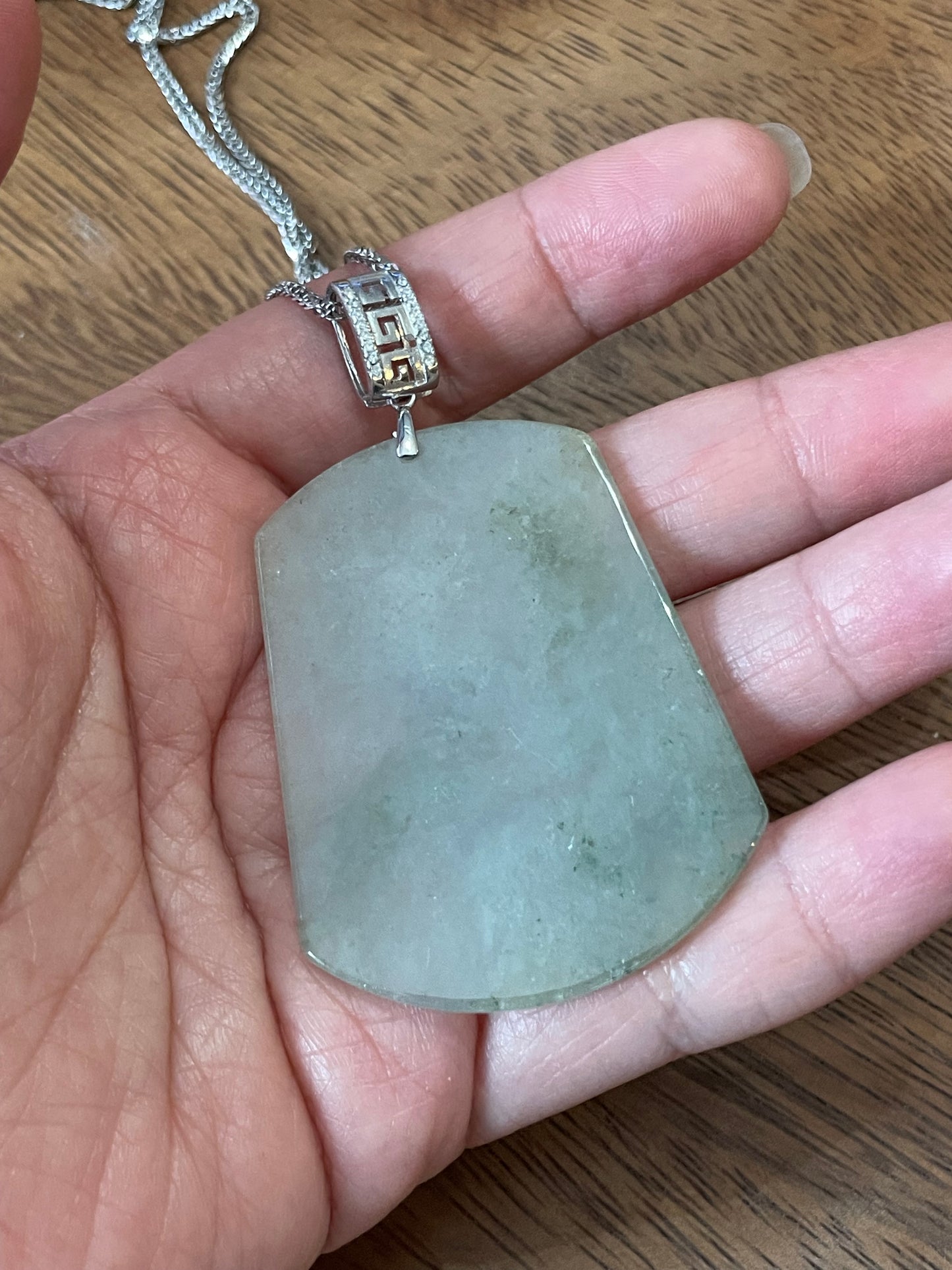 Grade A Natural  Light Green  Burma Jadeite pendant With Silver necklace